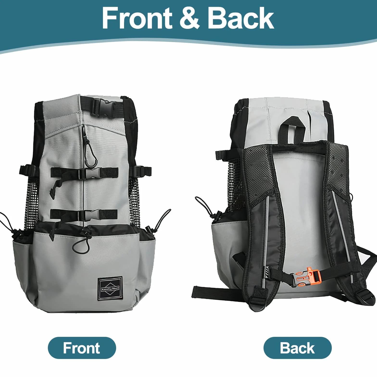 Galatée Sac à Dos Pour Chien, Portable Réglable et Ventilé, Pour Animal De Compagnie, Marcher En Escalade En Plein Air (XL, Le Noir)