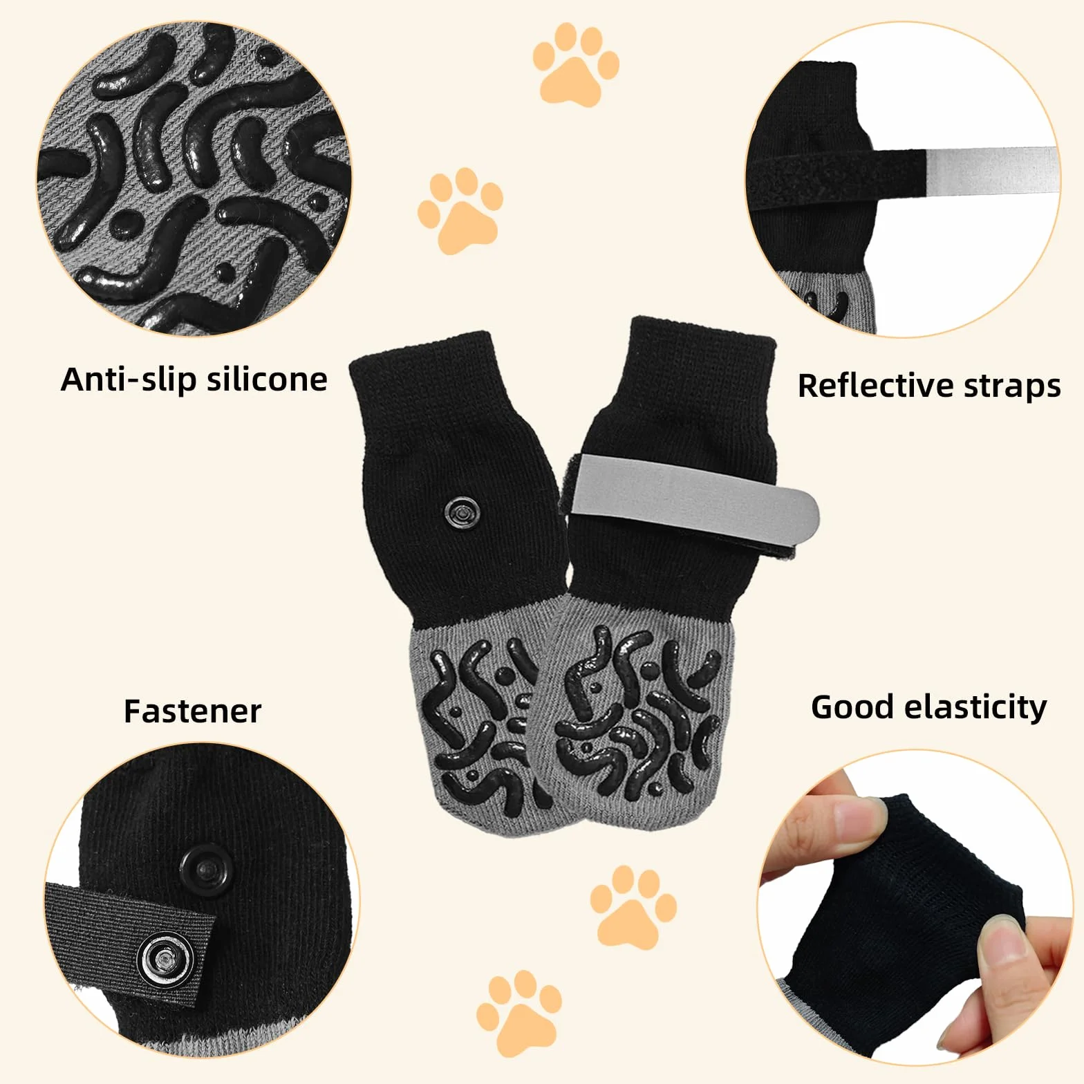 Bottes Chaussettes Chien Antidérapante Semelle Silicone Chaussures Protection Plaie Accessoires Marche Extérieur Animaux