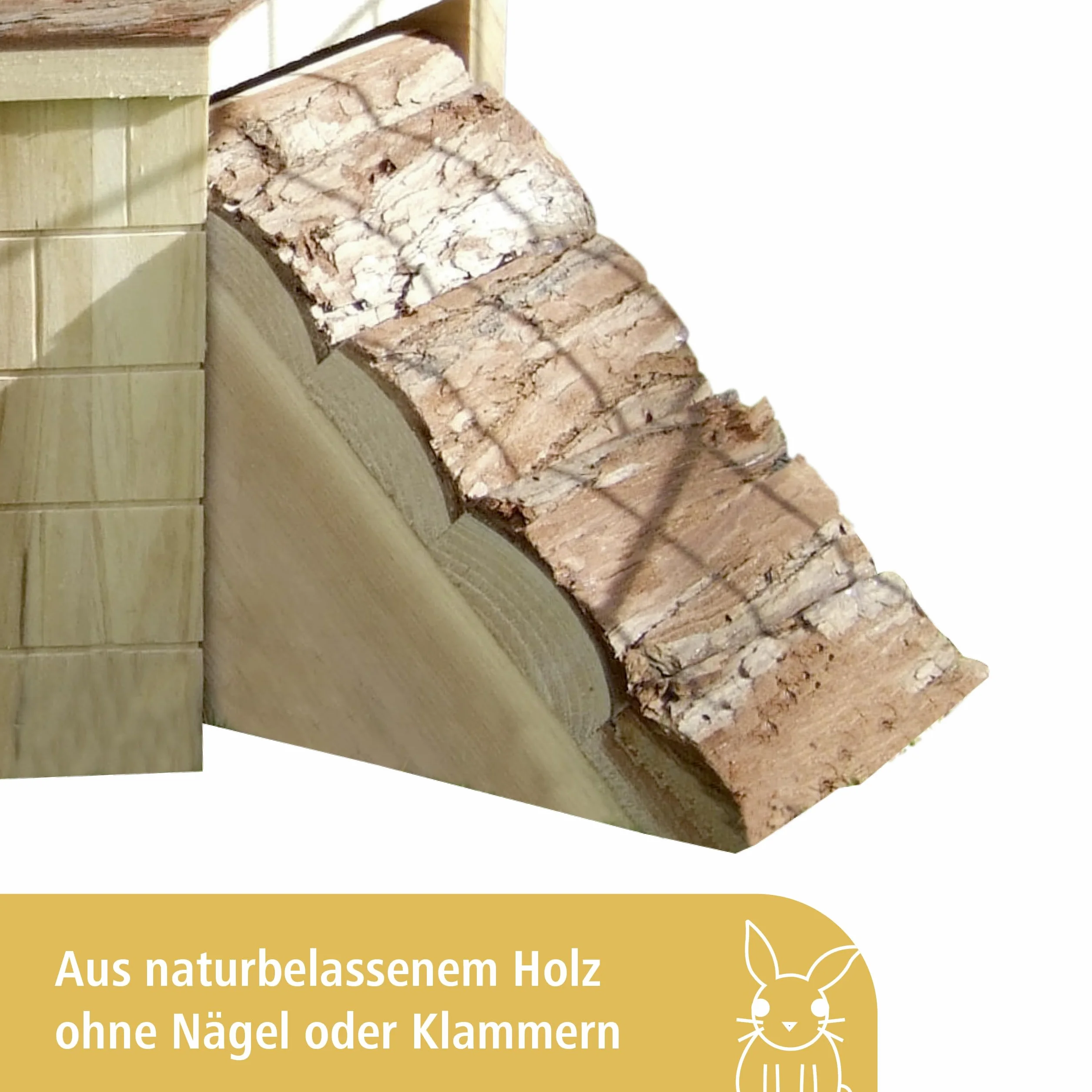 Kerbl Maisonnette pour Rongeurs Nature 37x37x16 cm sans rampes 25 x 25 x 15 cm