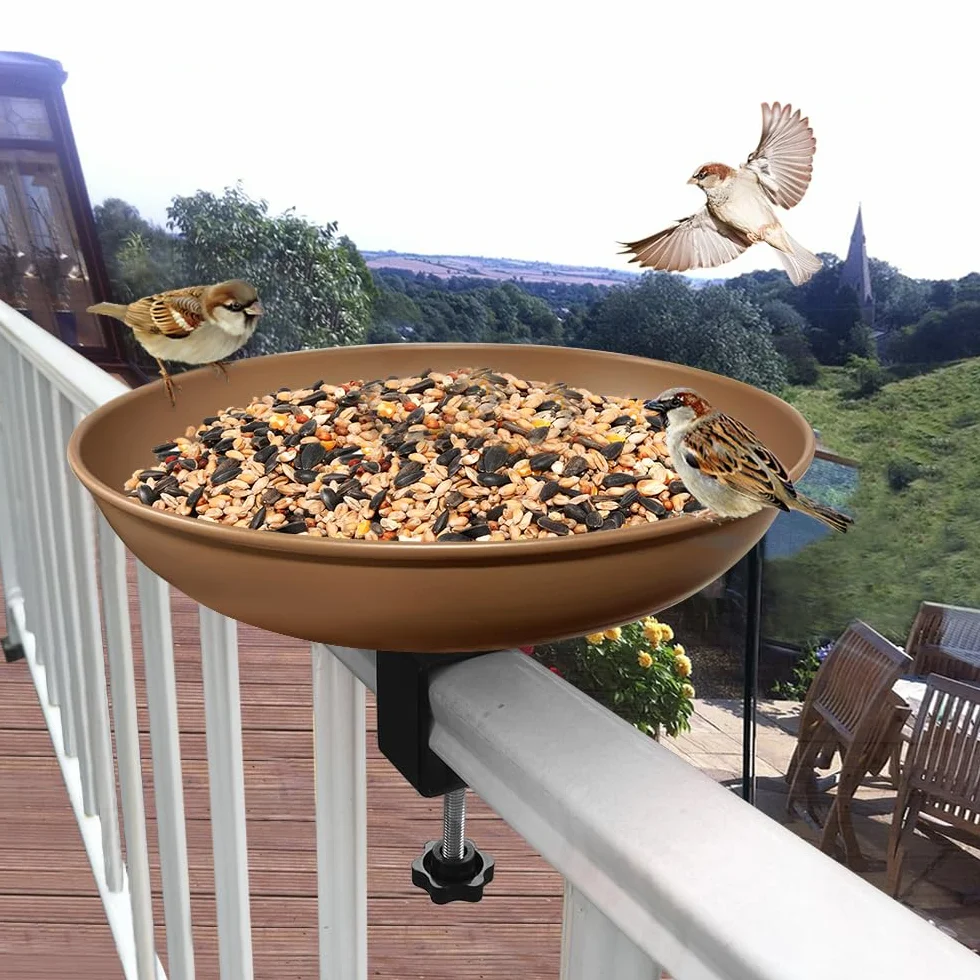 Bain d'oiseaux résistant à l'hiver avec support pour balcon et jardin