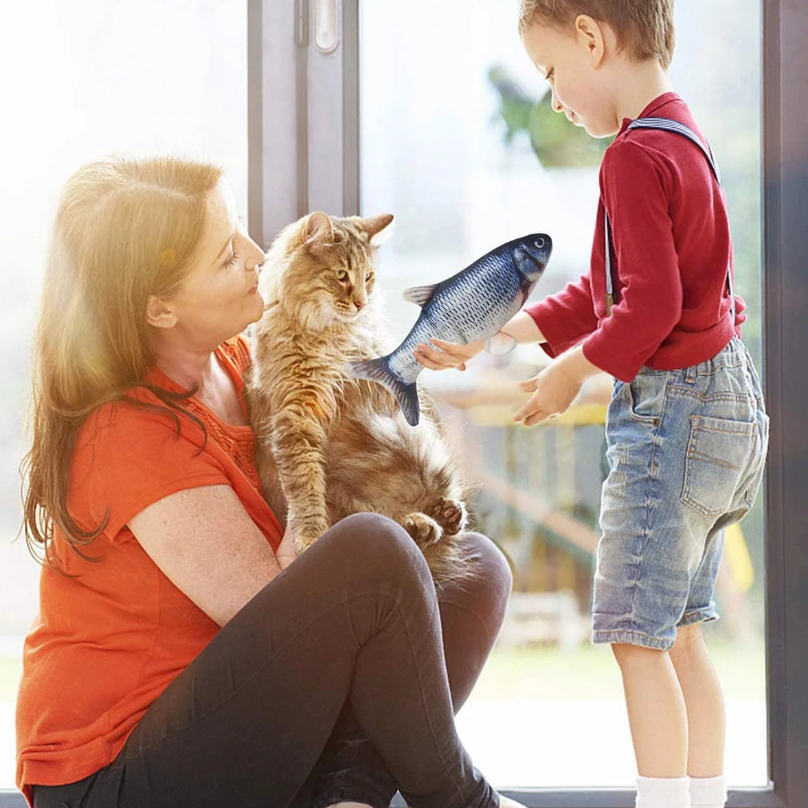Cataire Jouet Poisson Interactif pour Chats 30 cm Rechargeable