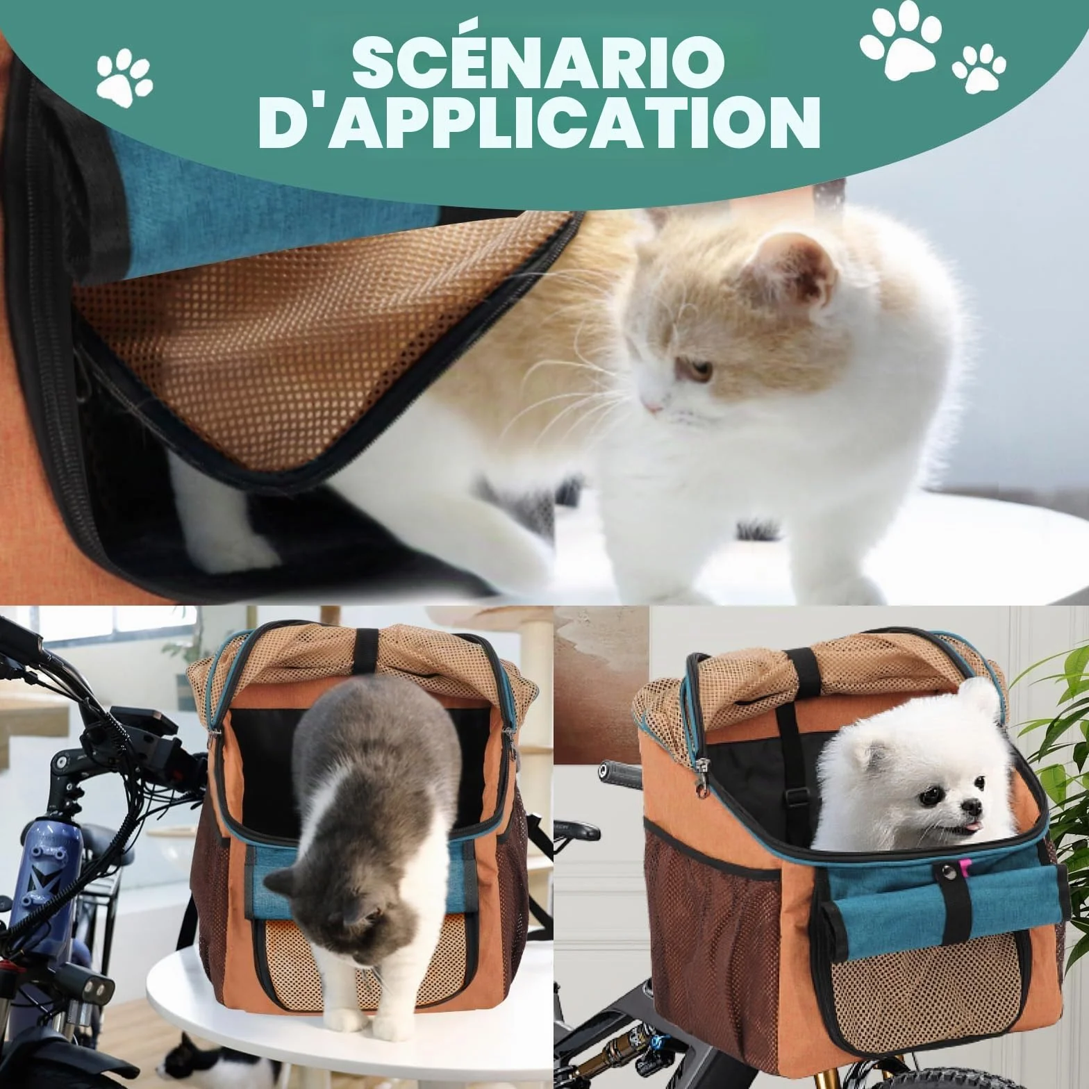 Panier de vélo étanche pliable pour chien animaux de compagnie
