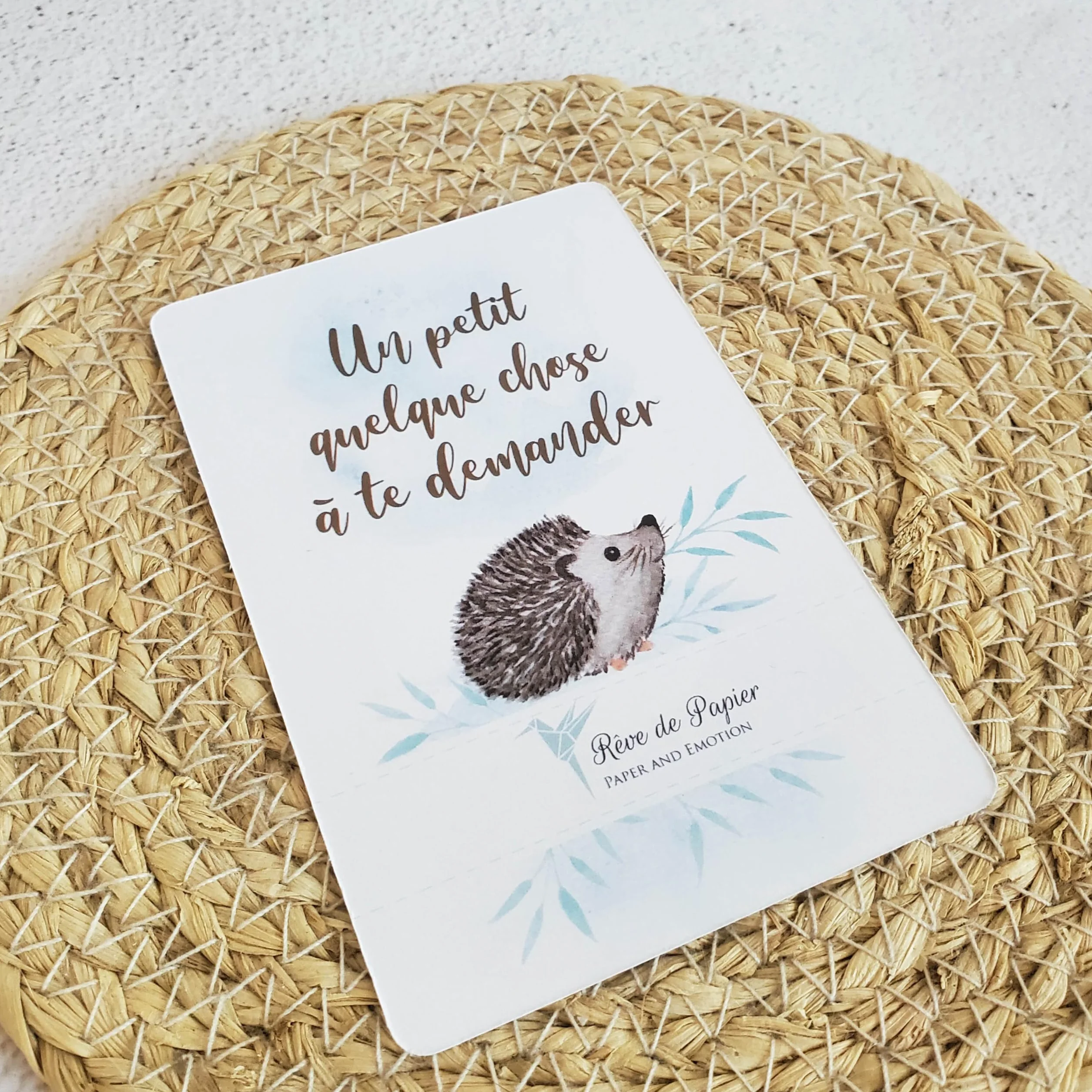 Carte à gratter Parrain thème hérisson avec enveloppes