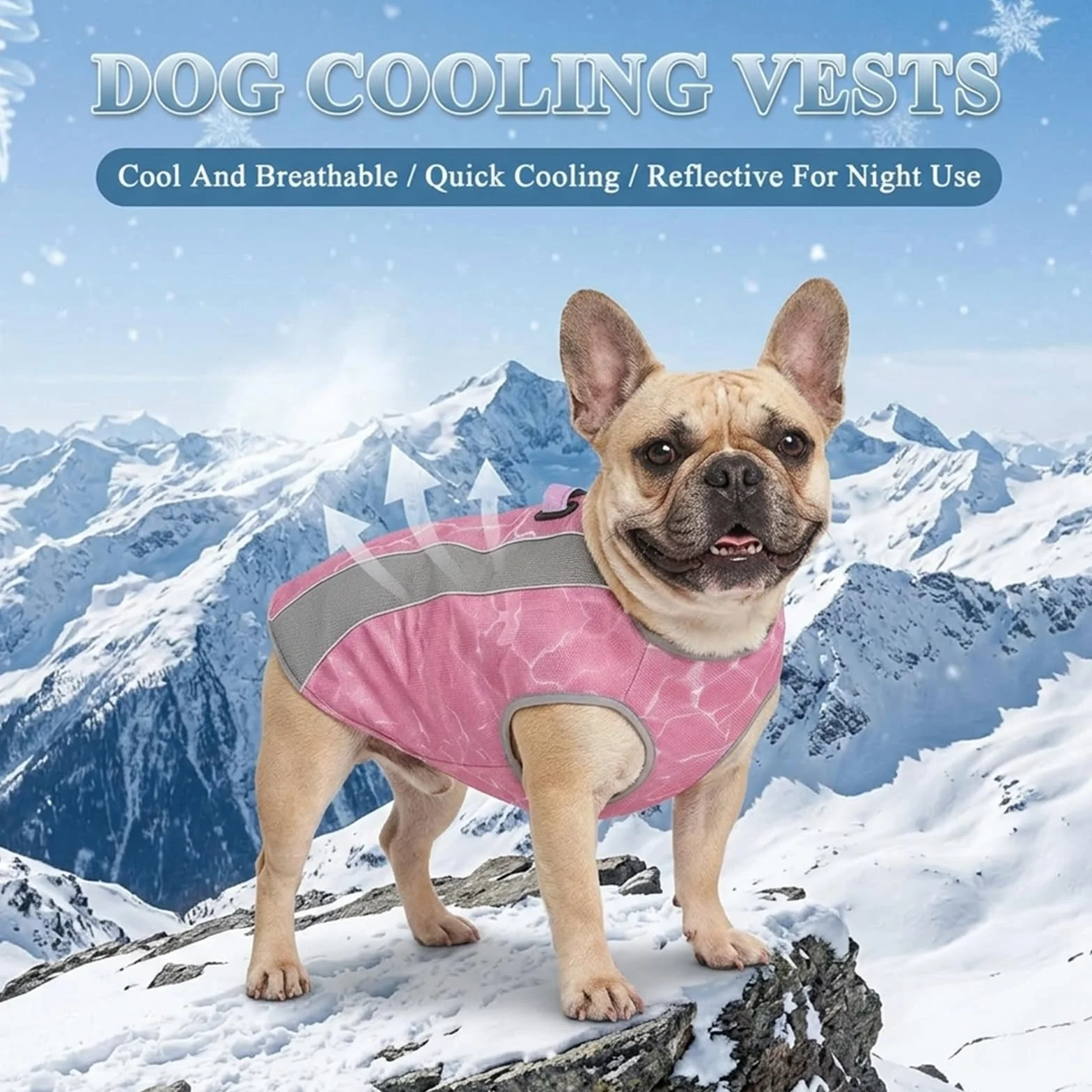 Gilet de Refroidissement pour Chiens avec Protection Solaire, Veste Réfléchissante Respirante Rose L