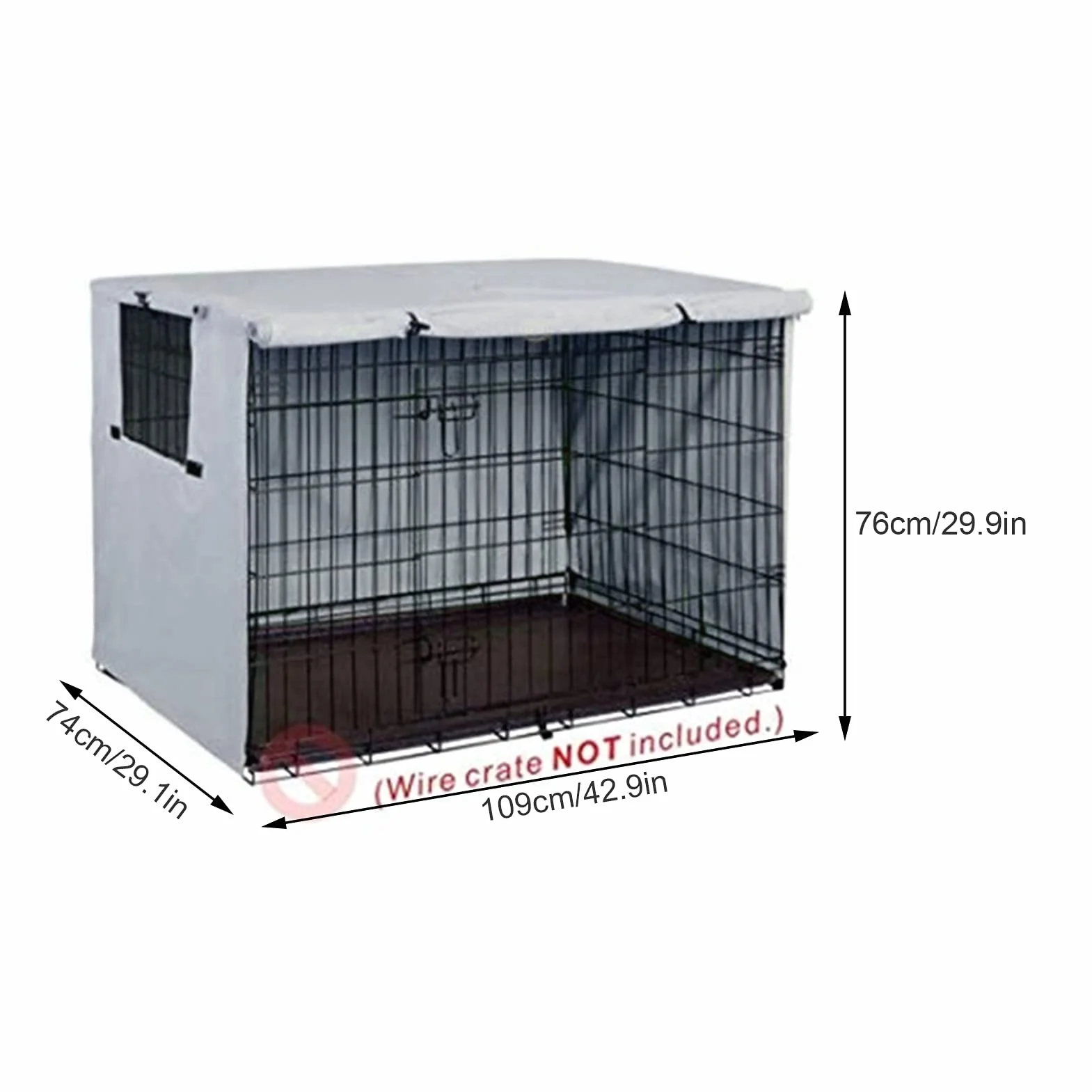 TOPINCN Housse de cage en tissu Oxford pour chien 109 x 76 x 74 cm gris