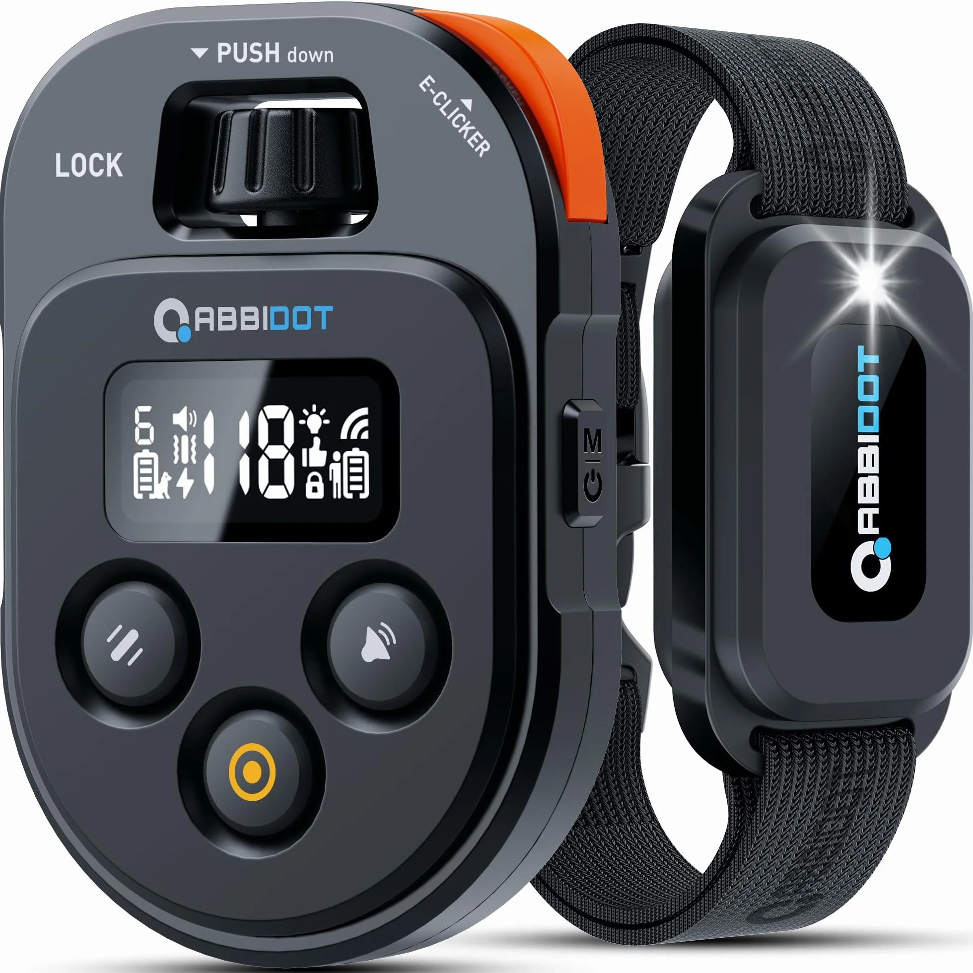 ABBIDOT Collier de Dressage pour Chien - Portée de 3.2 Km, 3 Veilleuses, 178 Niveaux avec 4 Modes, Clicker électrique, Collier électrique Rechargeable pour Petits et Grands Chiens (Noir, 1 Collier)