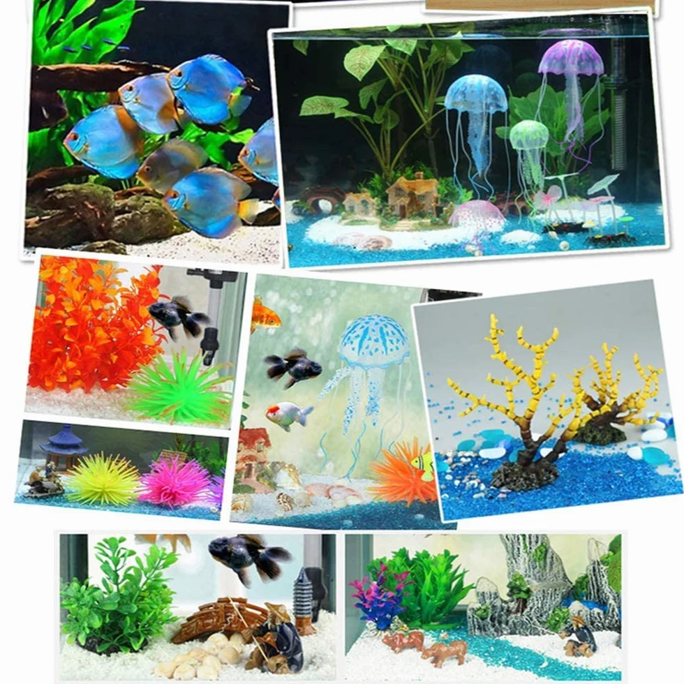 Magnifique gravier naturel décoré d'aquarium pour poissons, tortues, paysage, fond ou plantes en pot, décoration de jardin, galets (bleu foncé)