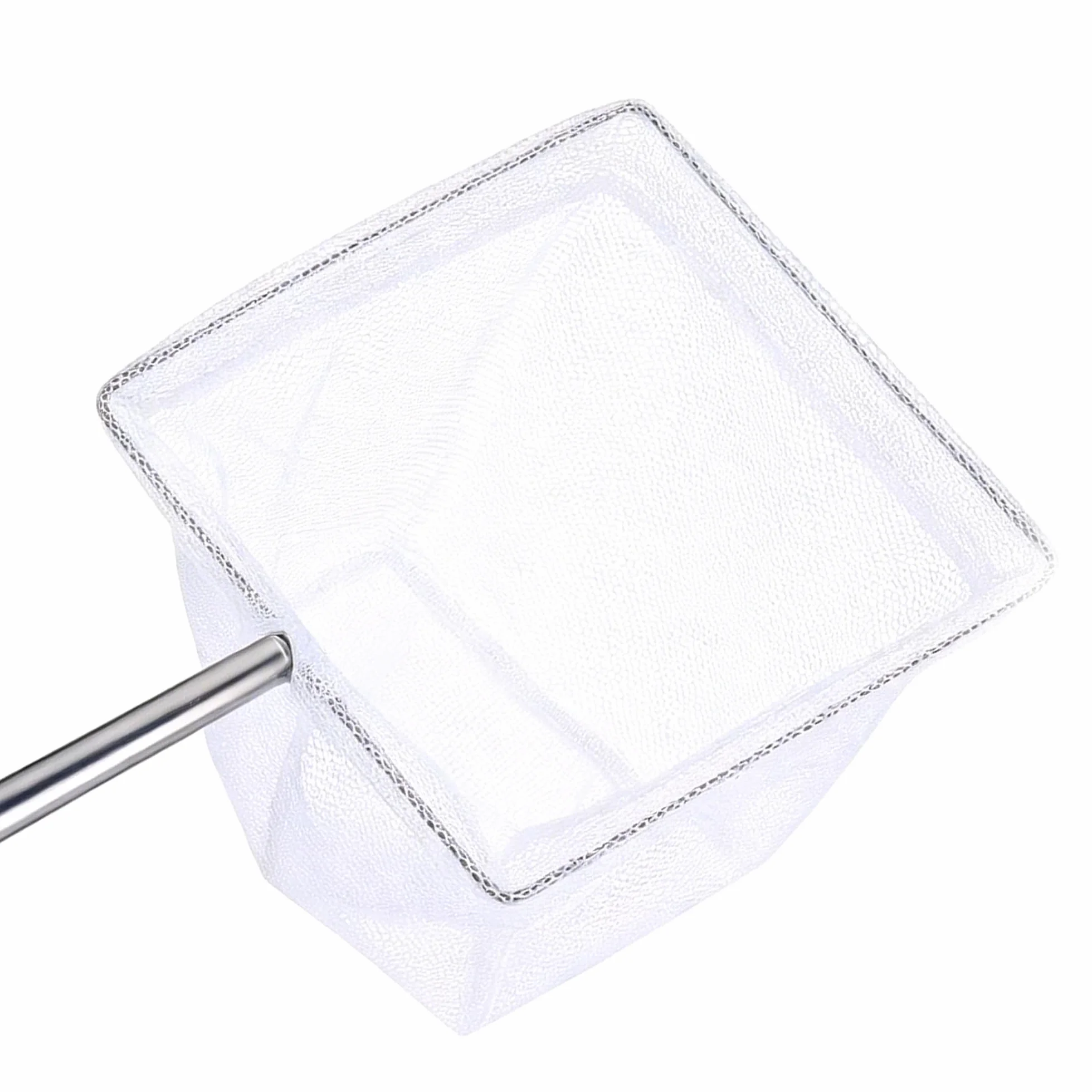 Paquet de 2 Filets de Pêche Extensibles pour Aquarium, Cadre Carré Blanc, Manche en Acier Inoxydable Réglable 13,5cm-39cm