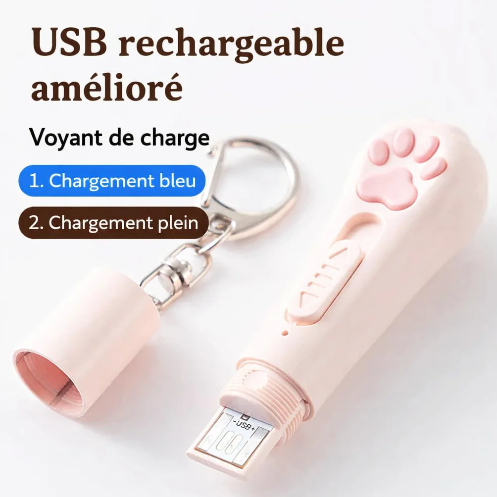 Laser pour Chats Jouet Interactif Rechargeable USB 3 Modes Réglables Marque Française Blanc Neigé