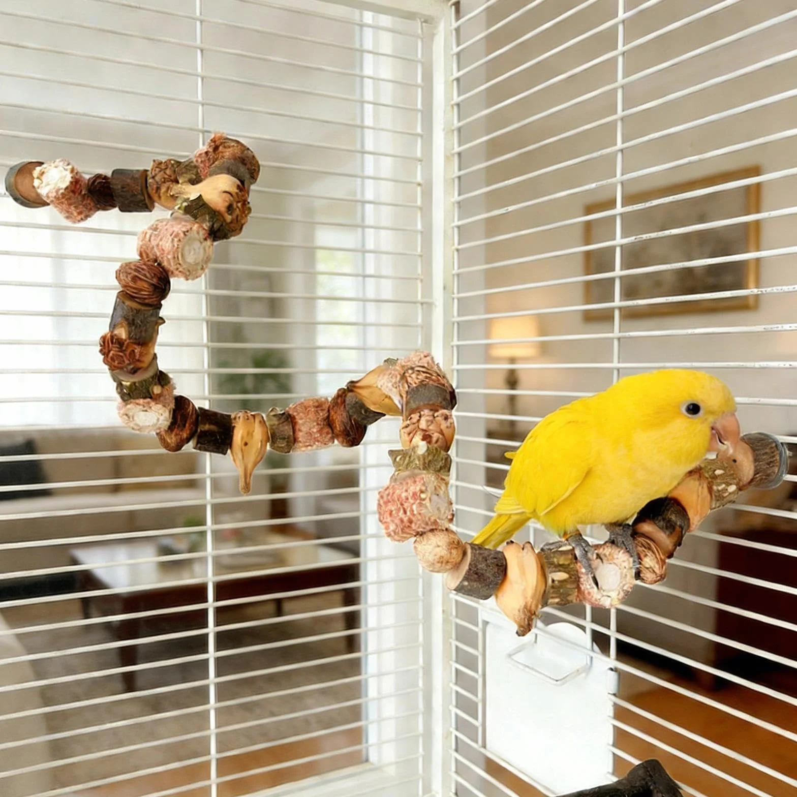 Perchoir Perroquet Jouet 50 cm Oiseaux Jouets à Mâcher Suspendre Perruches Inséparables Pinsons