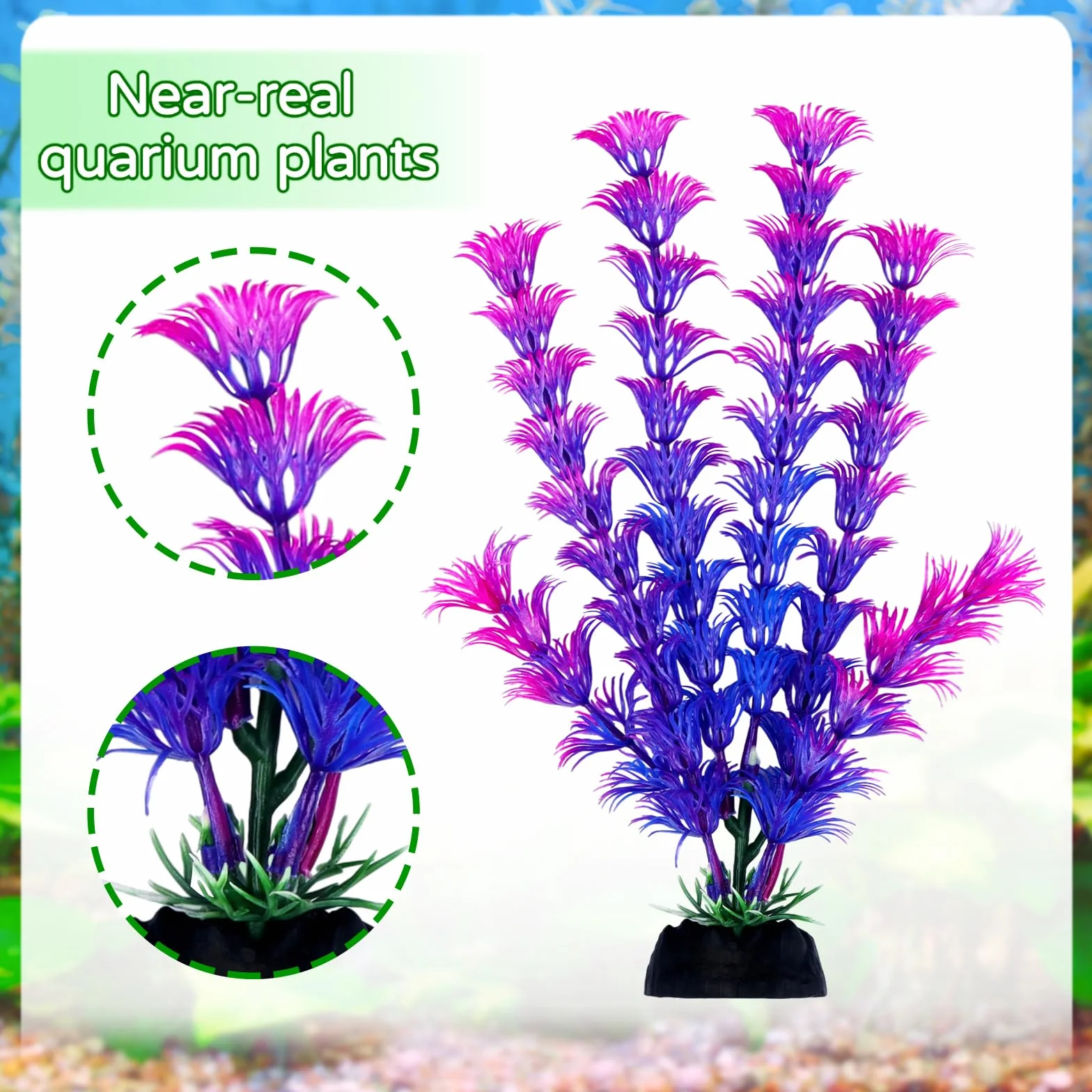 QUOZUO Plantes d'Aquarium Artificielle avec Rocher Polyrésine Grotte Ornement 9 Pièces