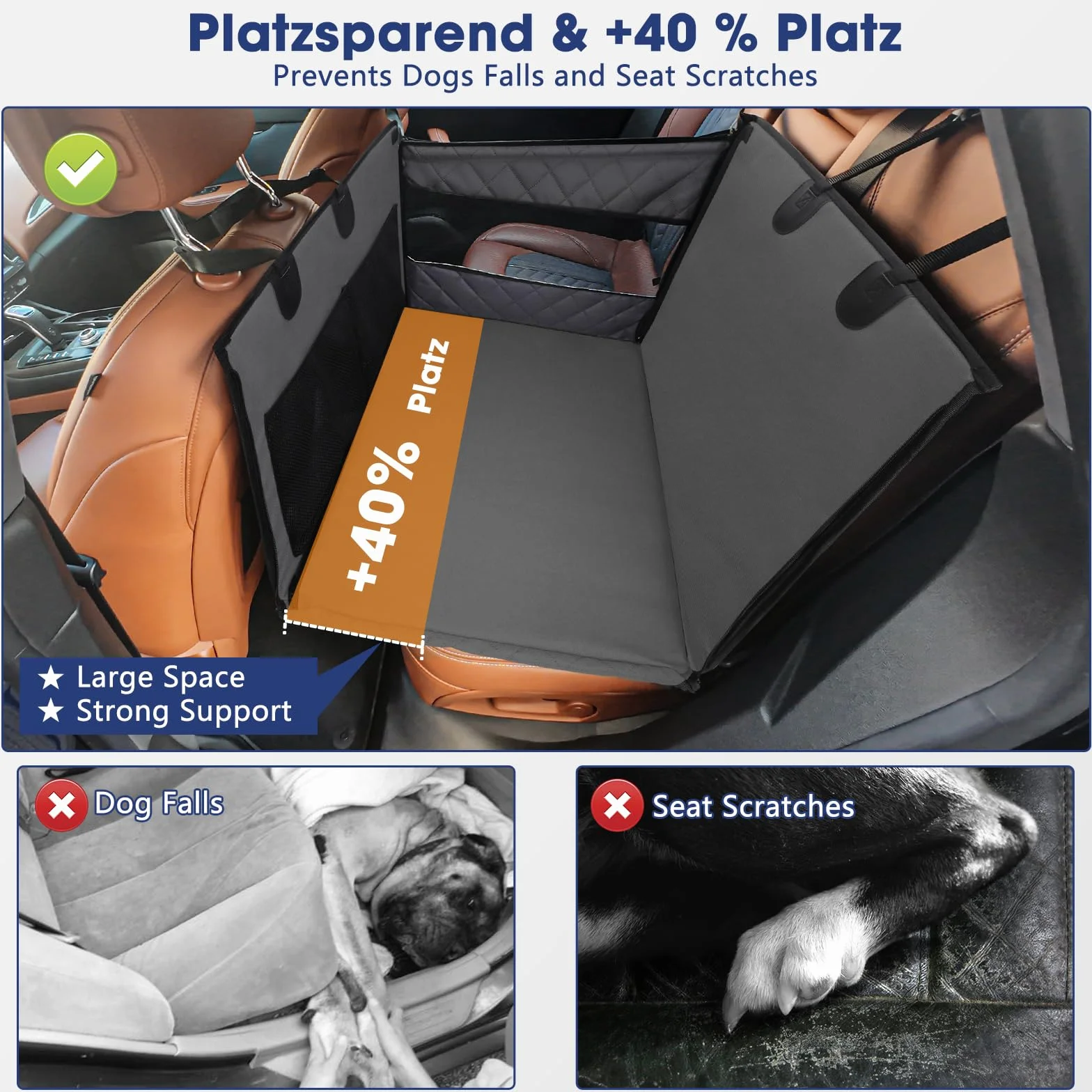 Siège Auto Chien pour Grande et Moyenne Taille en Voiture, Siège de Voiture pour Chiens avec Fenêtre de Visualisation,Pliable, Lavable en Machine, Compatible avec Tous Véhicules