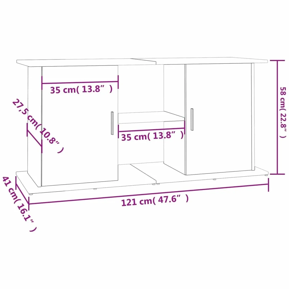 vidaXL Meuble de Base pour Aquarium avec Rangement, Armoire avec Compartiments et Étagères, Sonoma Gris Bois d'Ingénierie