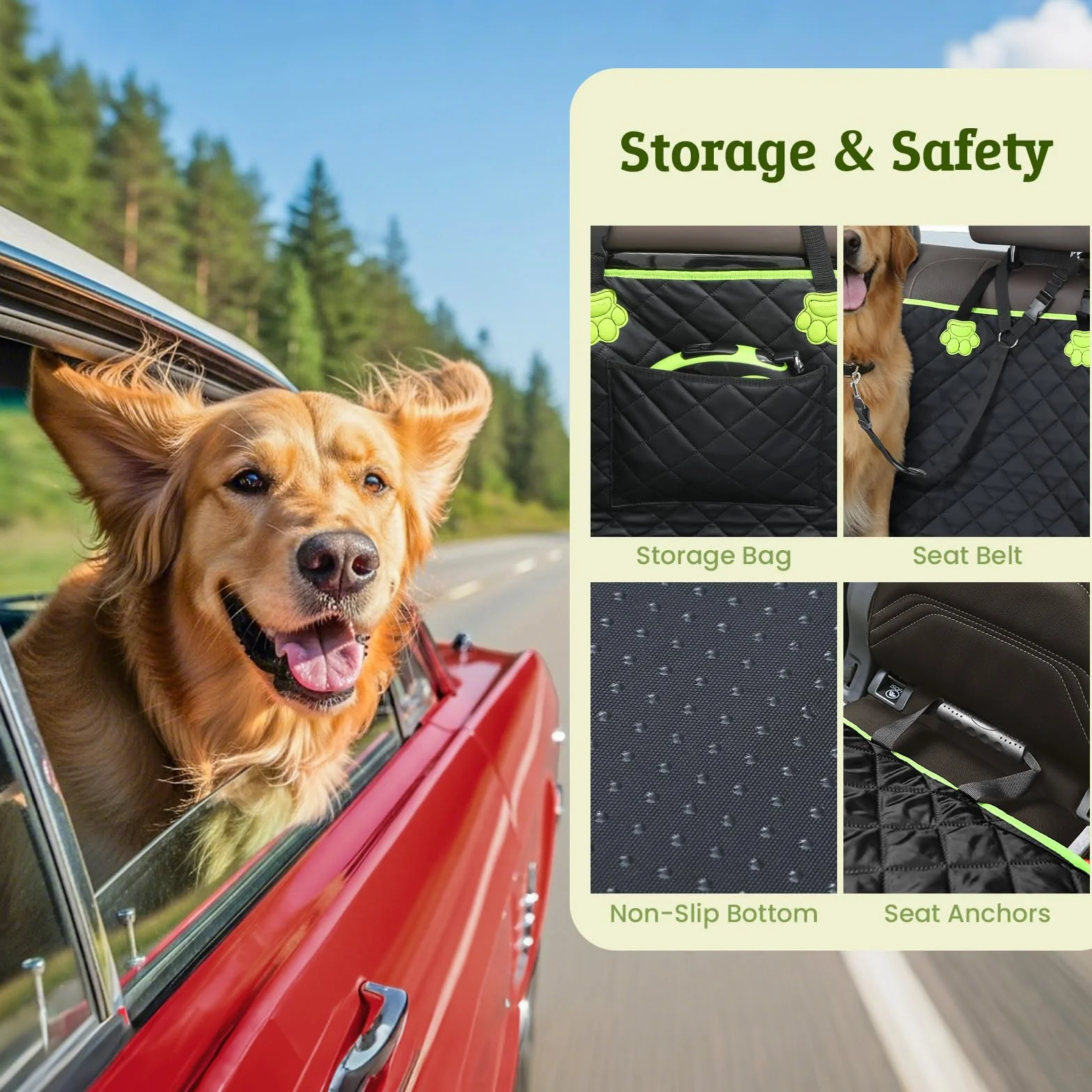 Pecute Protection Voiture Chien 2-en-1 Siège Auto Anti-Griffes Imperméable 150 kg
