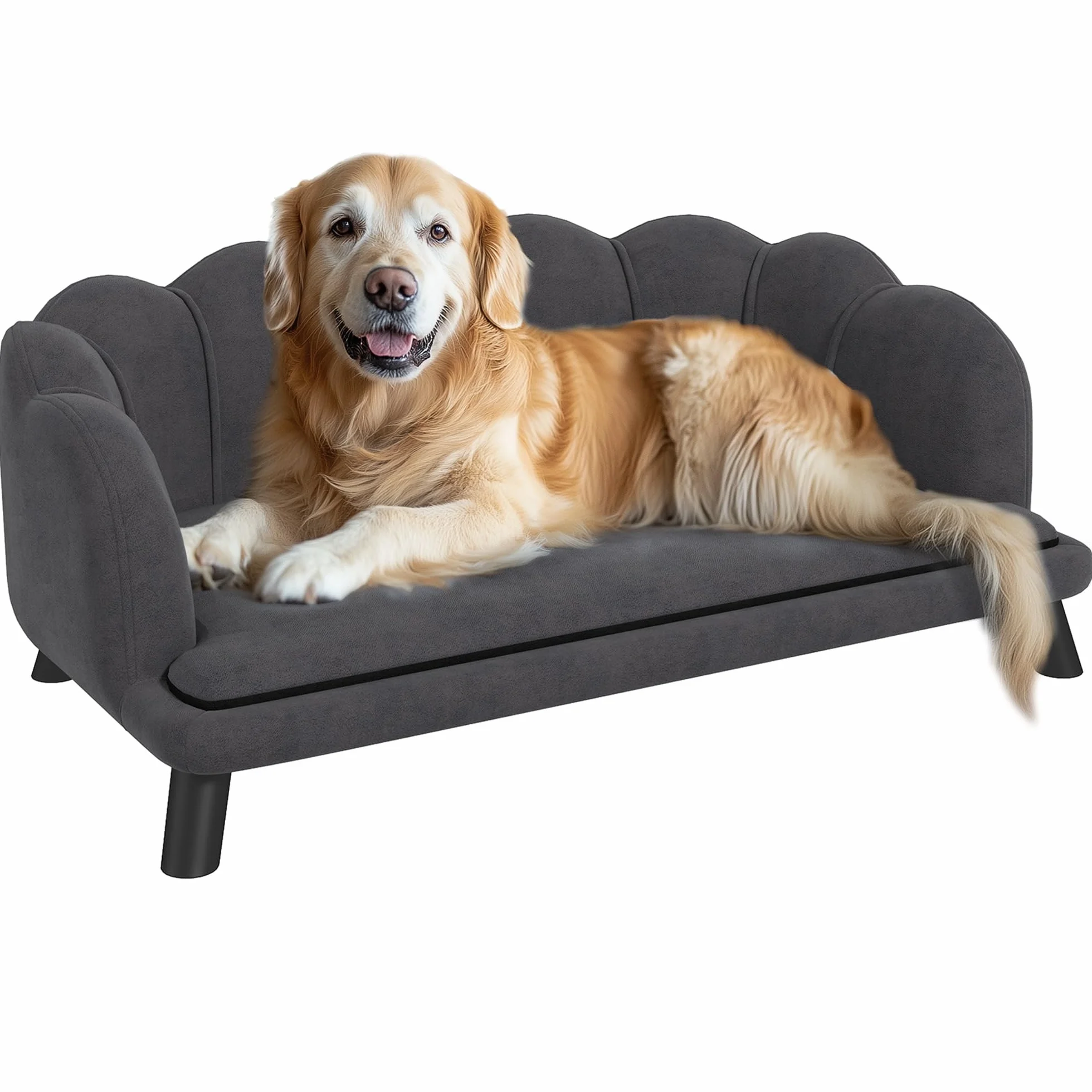PawHut Canapé Chien lit Velours Gris 98L x 60l x 35H cm