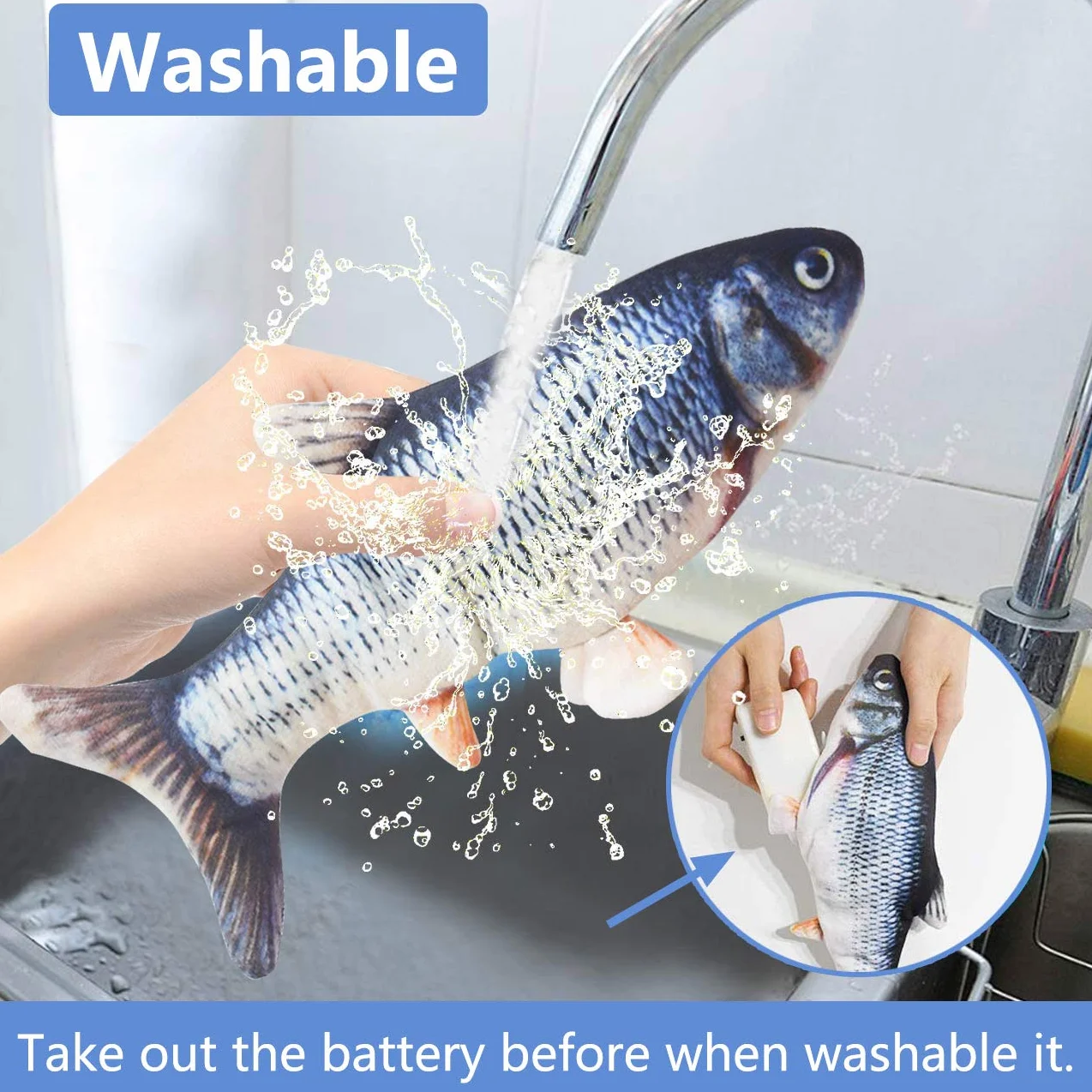 Cataire Jouet Poisson Interactif pour Chats 30 cm Rechargeable