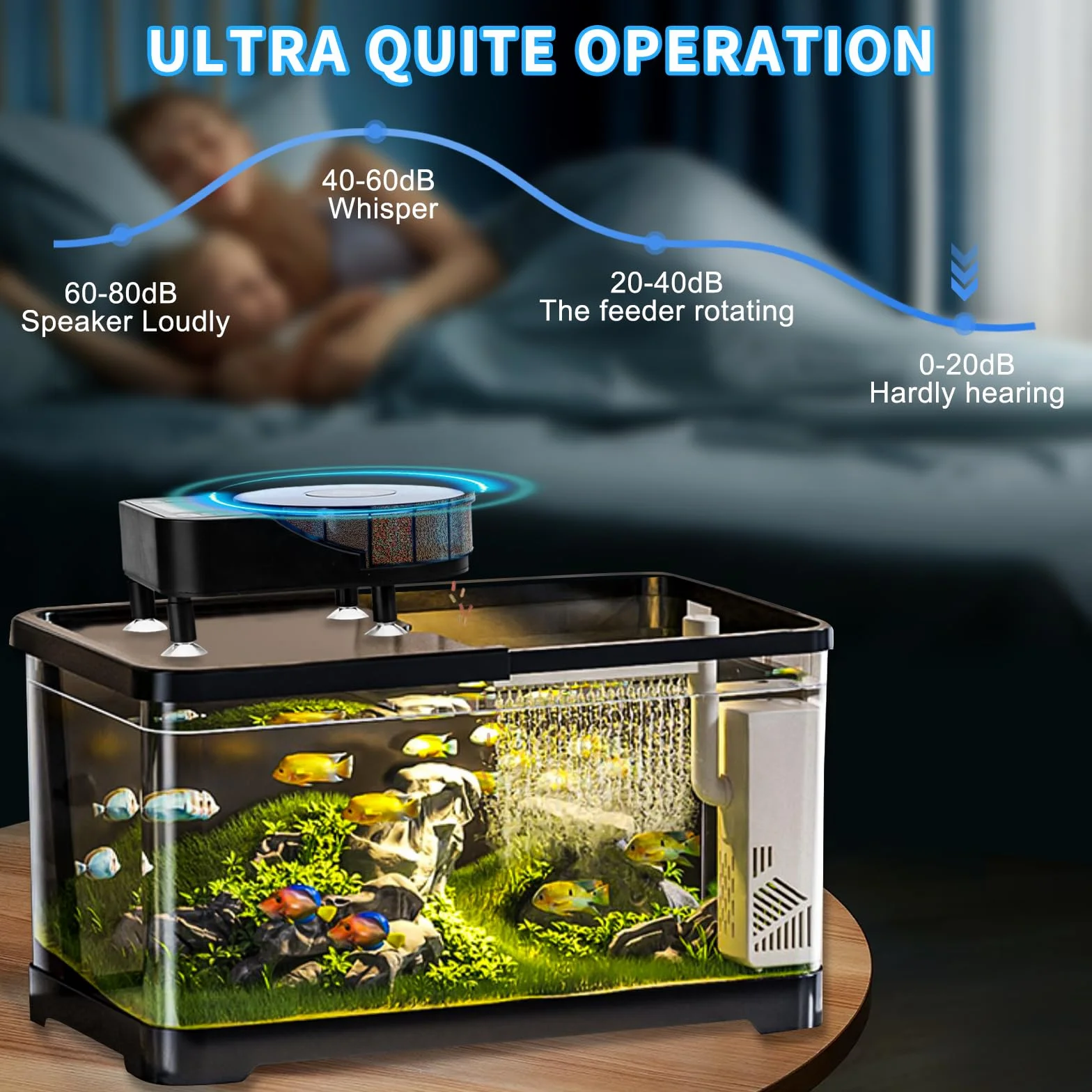 Podazz Distributeur Automatique de Nourriture pour Poissons pour Aquarium avec Minuterie Rechargeable et Affichage LCD - 15 Flux d'alimentation