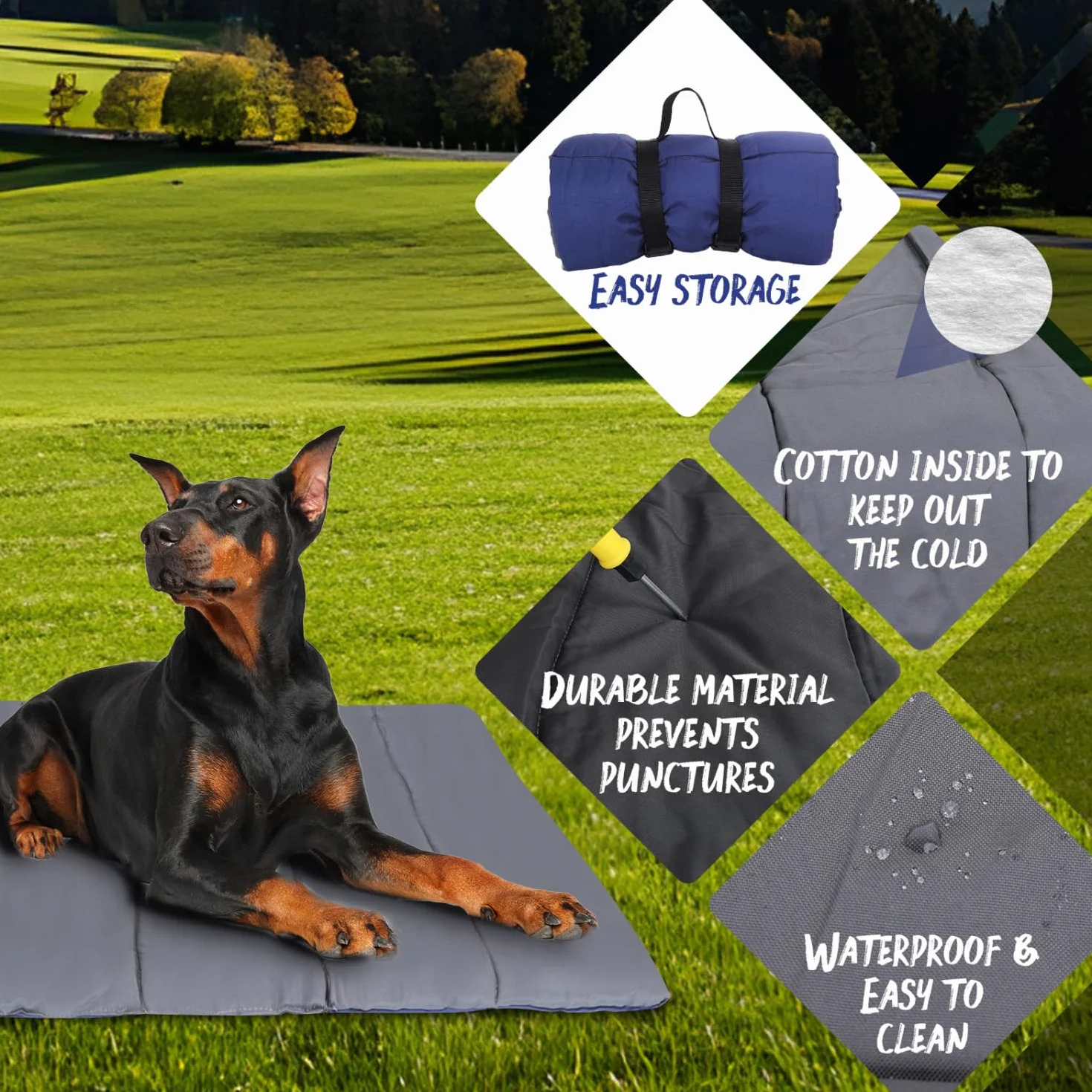 Nobleza Tapis Chien Grand Taille, Panier Pliable, Coussin Lavable, Lit Voyage Exterieur, Matelas Refroidissement, 110x68cm