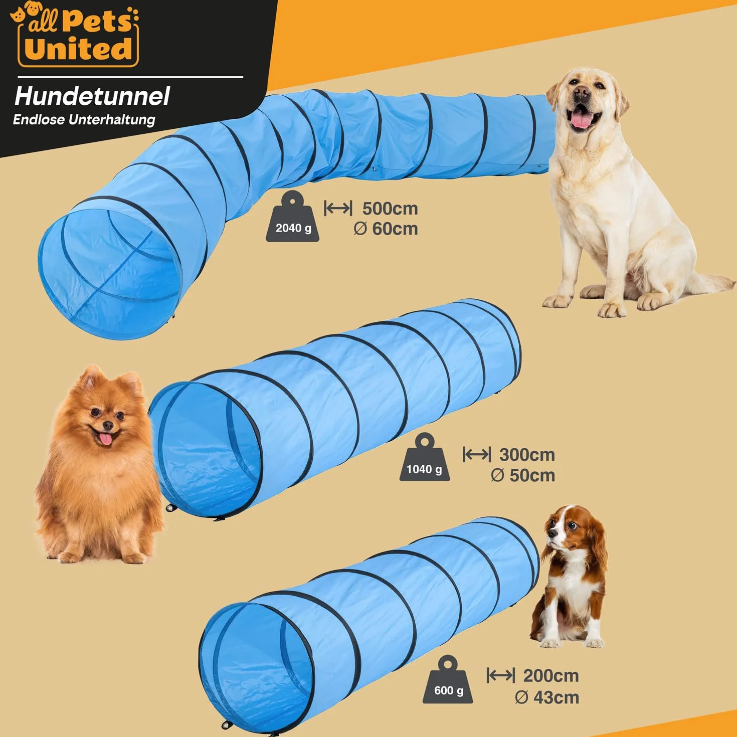 Tunnel d'agilité pour Chien 500 cm avec Sac de Transport
