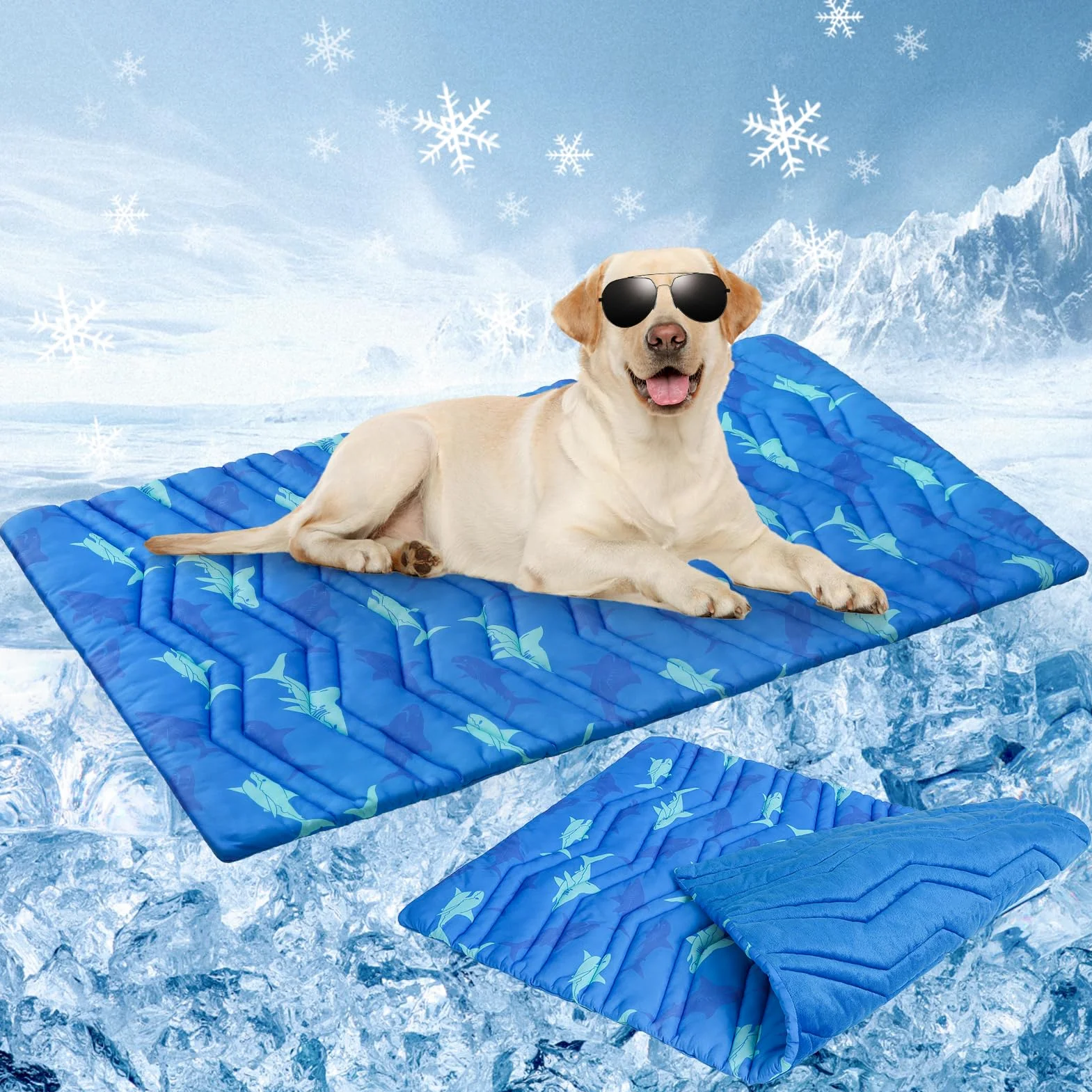 BEAUTYZOO Tapis de refroidissement pour chiens de très grande taille, 150 cm x 101,6 cm, coussin réversible, auto-refroidissant