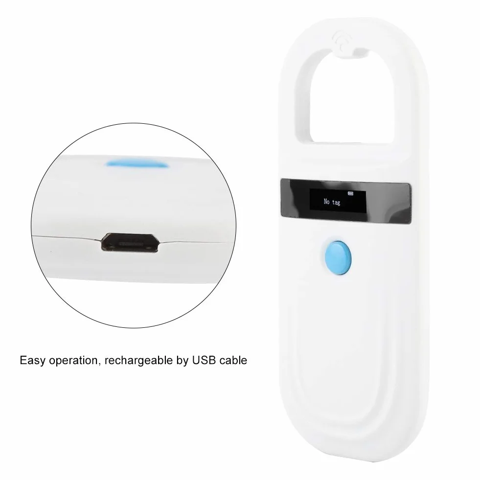 Lecteur Animal Universel Tenu dans la Main de Lecteur de micropuce RFID de Scanner de micropuce d'animal familier de Lecteur Portable de Puce de 134.2KHz pour l'ISO 11784/11785, FDX-B et ID64 RFID