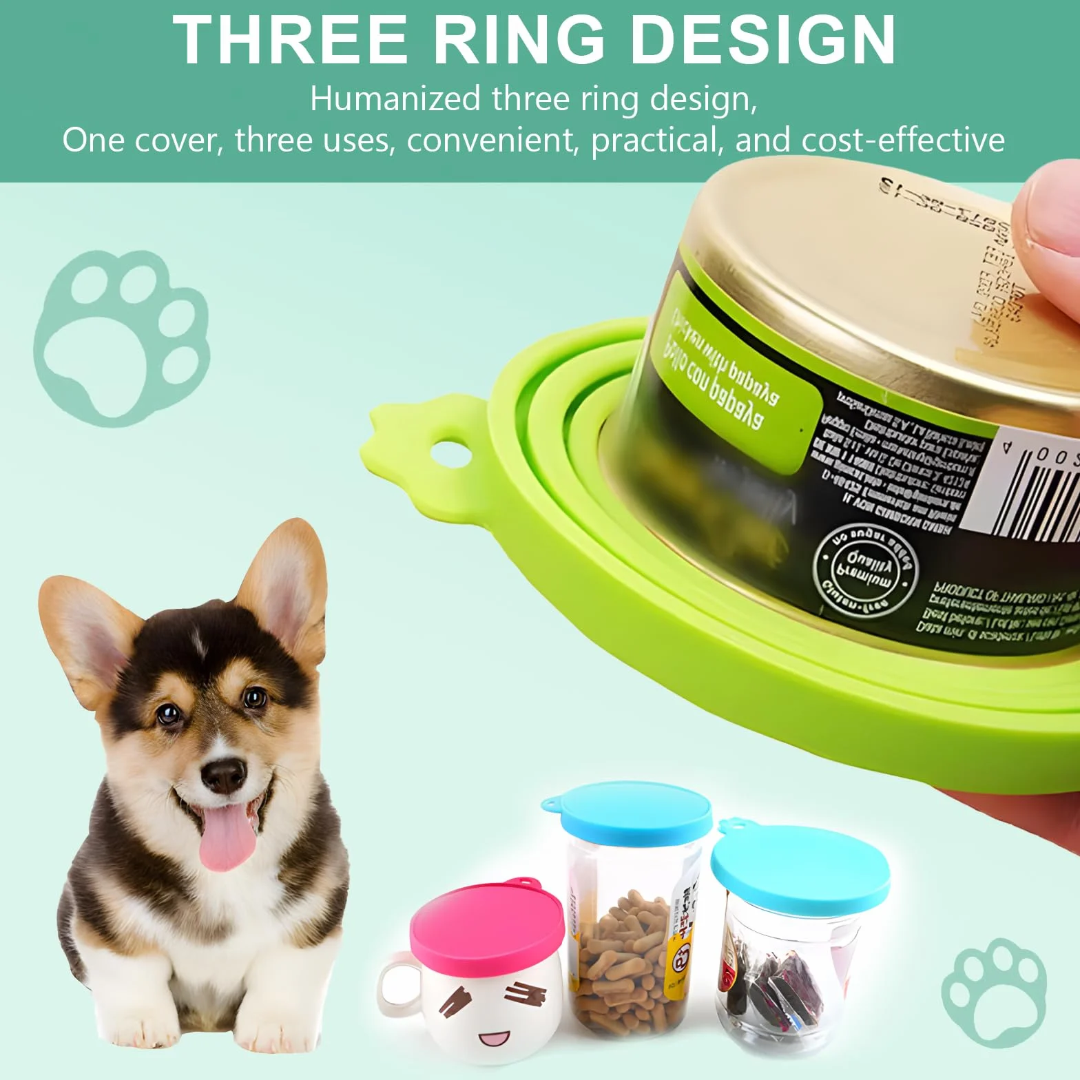 4 Pièces Couvercles Silicone de Conserve, Couvercles de Conserve pour Chien Chat Alimentaire Universels, Pet Food Can Lids, 3 en 1 Couvercle Boite de Conserve pour Le Stockage des Aliments