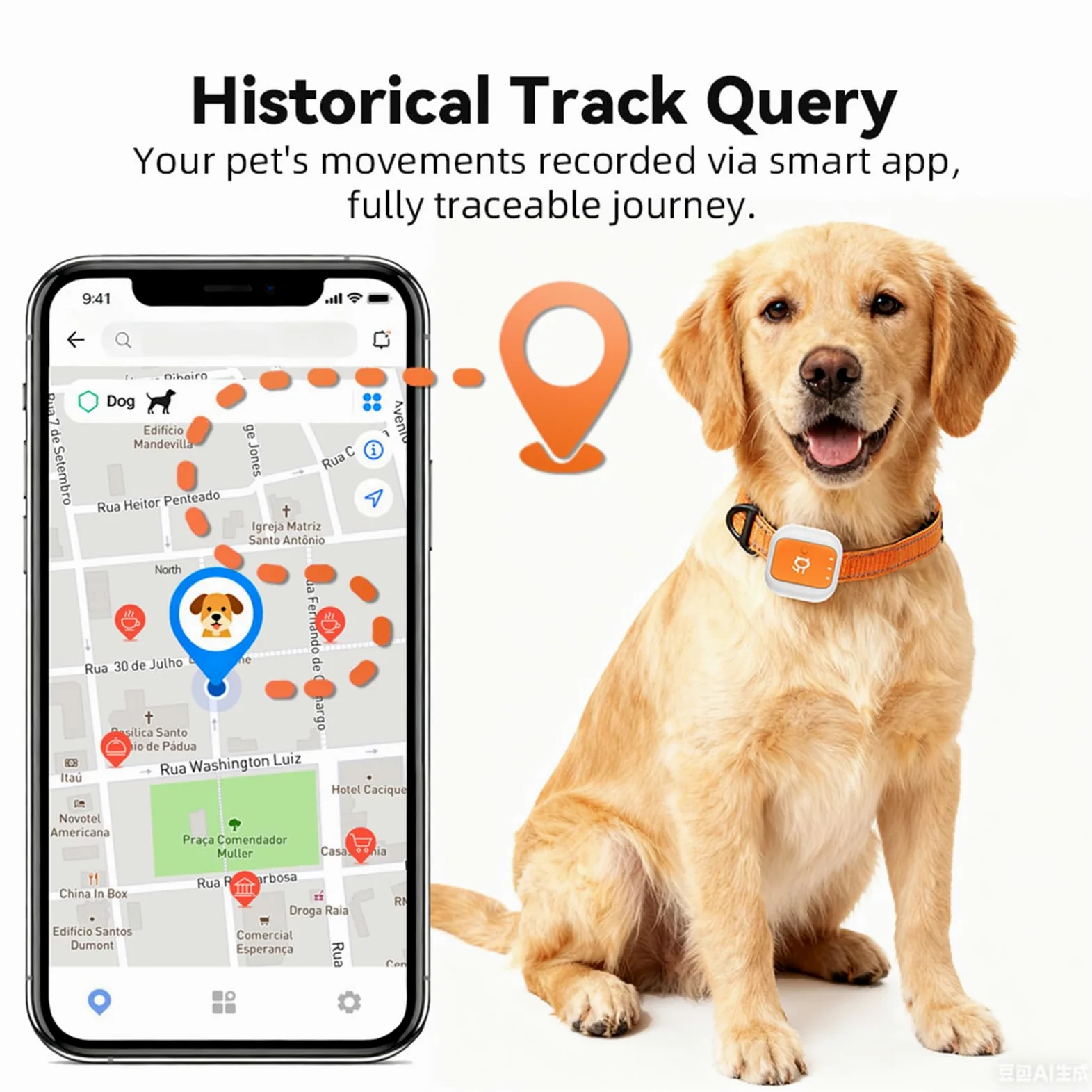 Tangxi Traceur GPS pour Animaux de Compagnie, Localisation en Temps Réel avec Alerte SOS, Clôture électronique étanche, Dispositif de Surveillance Anti-Perte de Collier pour Chien (Version Amérique)