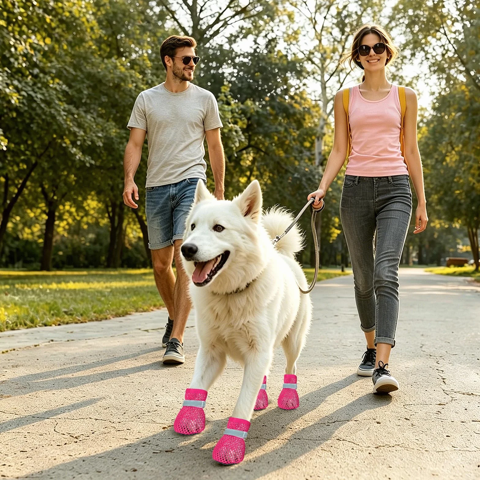Bottes de Protection Chien Respirant Été, Chaussures pour Chiens 4 PCS, Rose