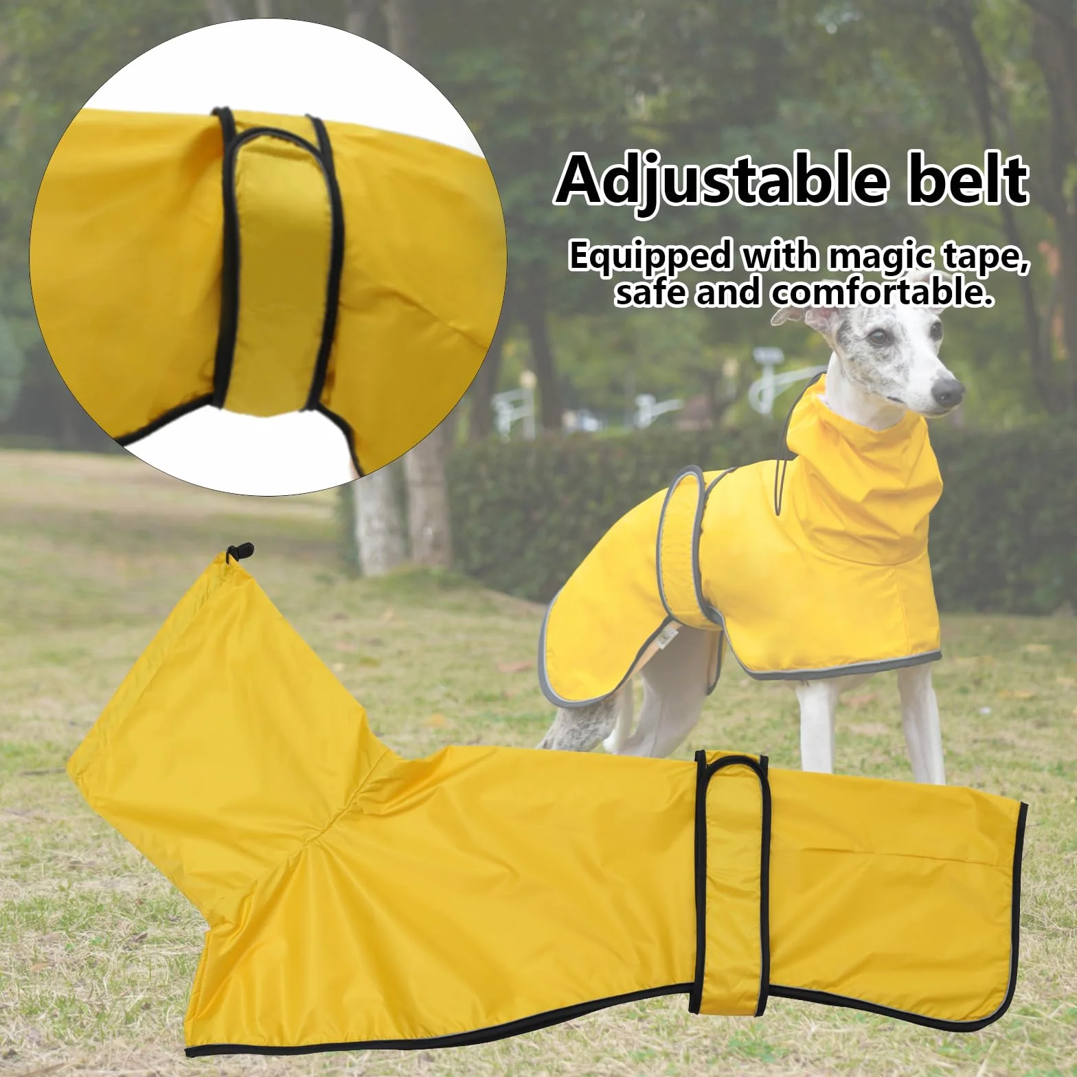 Manteau imperméable pour Chien Geyecete réglable léger avec Sangles réfléchissantes et Trou pour Harnais Jaune S