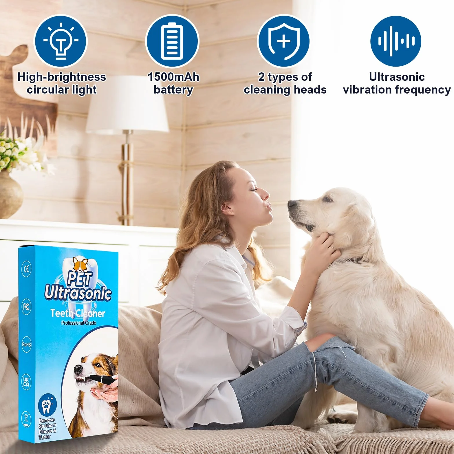 Professionnel Detartreur Dentaire Ultrason Chien Chat IPX6 Anti Tartre Mauvaise Haleine Nettoyage Gencives
