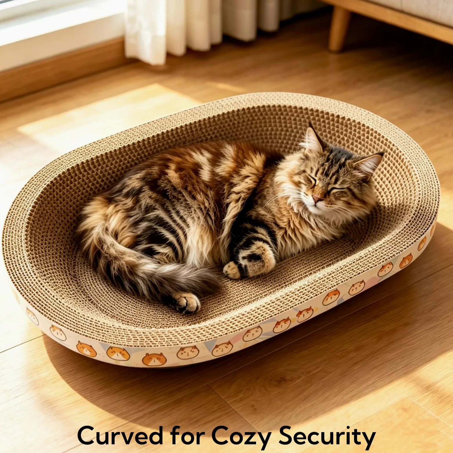 Lot de 3 Griffoirs pour Chat en Carton, Grand Panier Grattoir Ovale Tapis à Griffer d'Intérieur, Coussin Lit Bol à Gratter en Forme de Nid, Protecteur de Meubles pour l'Entretien des Griffes