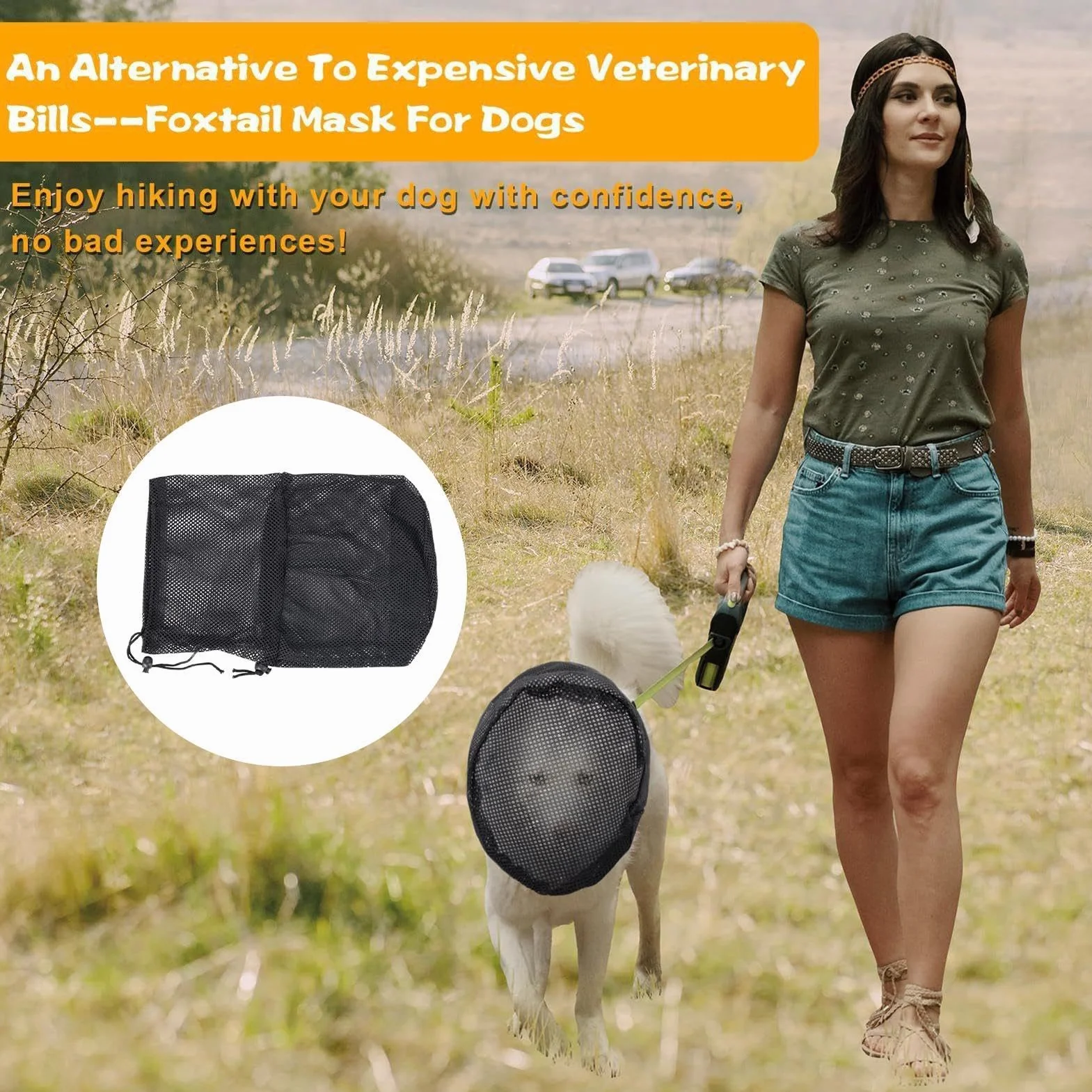 Protège-Museau pour Chien, Filet De Protection pour Tête De Chien, Masque De Protection Muselière Respirante Ajustable Protecteur en Mesh À Ajustement Sécurisé pour Races Petites Moyennes Et Grandes