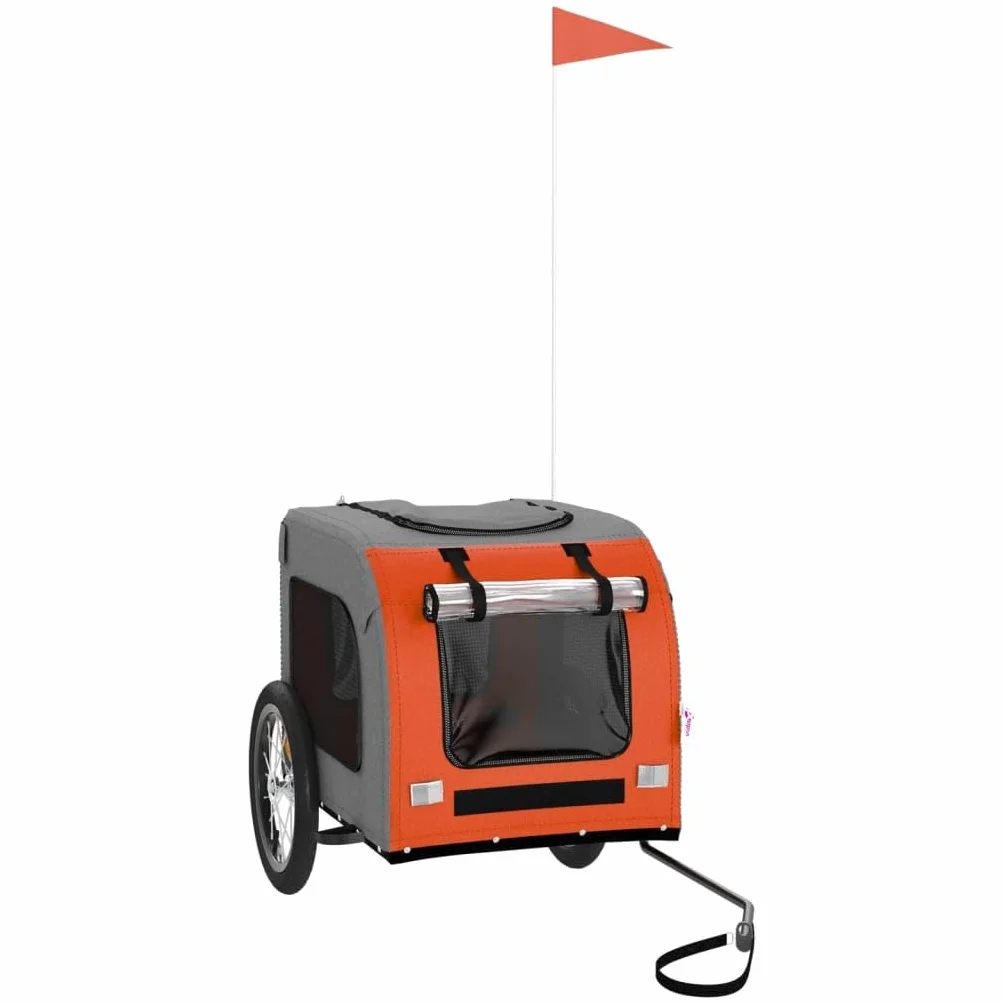 Remorque de Vélo pour Chien, Chariot Transport pour Animaux de Compagnie Orange et Gris 125x64x66 cm