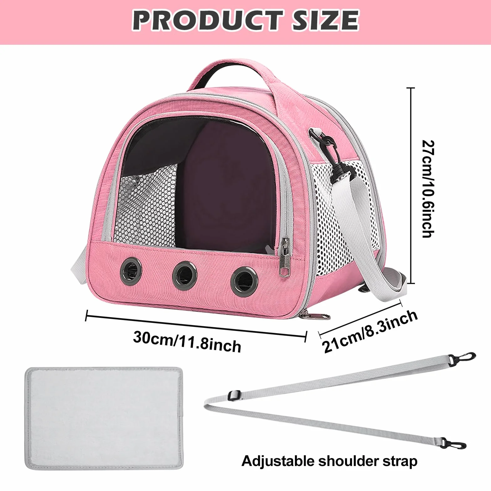 Sac de Transport pour Petits Animaux, Sac Voyage Chat Pliable, Cage Transport Lapin, pour Oiseaux Chatons Chiots Hamsters