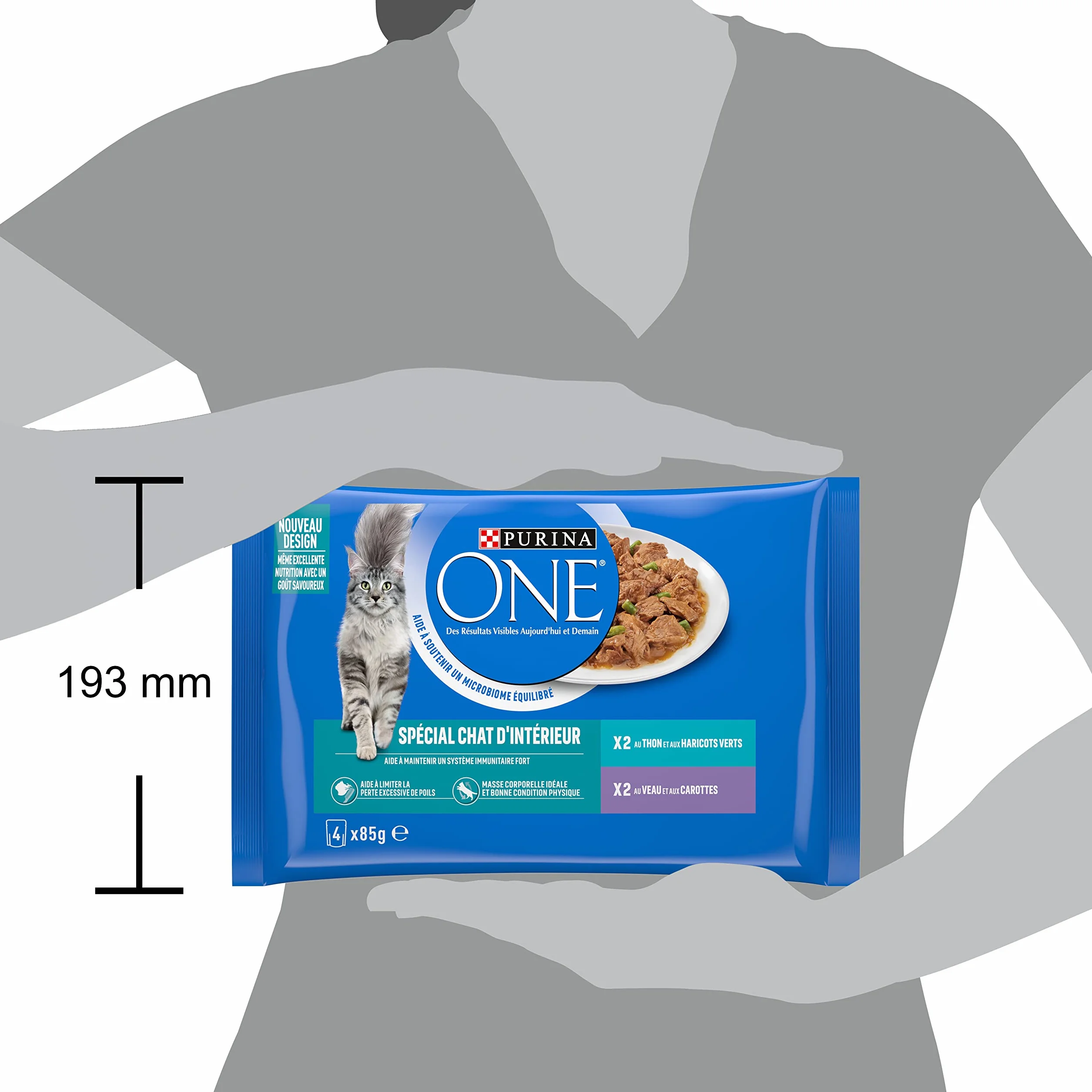 PURINA ONE BIFENSIS Spécial Chat Stérilisé d'Intérieur Effilés en Sauce Thon Veau Sachets Fraîcheur Lot de 12 (4 x 85g)