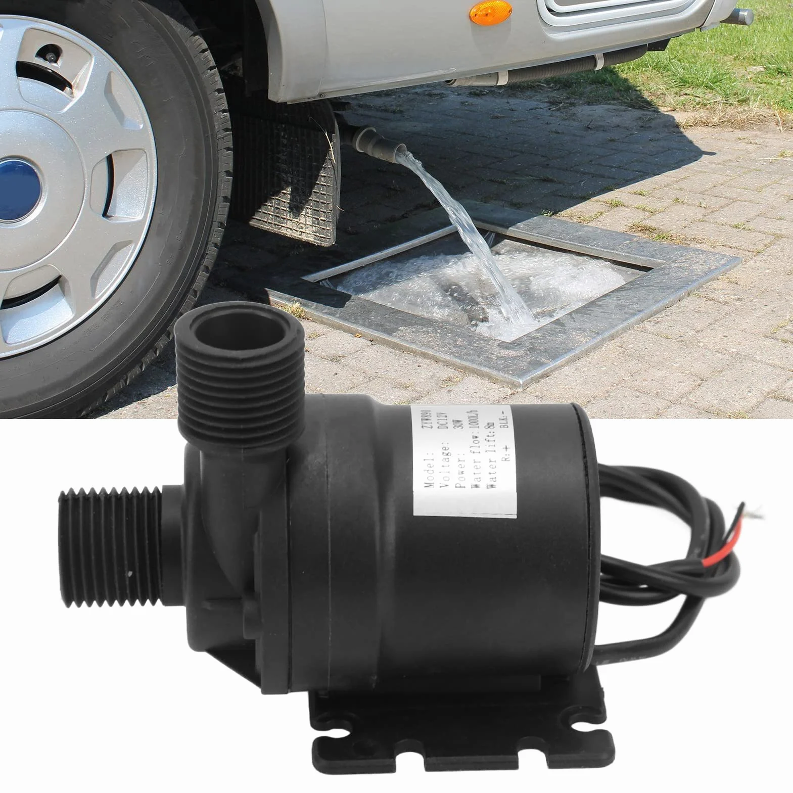 Pompe centrifuge submersible DC 12 V 30 W sans balais 1000 l/h 8 m IP68 fontaine amovible