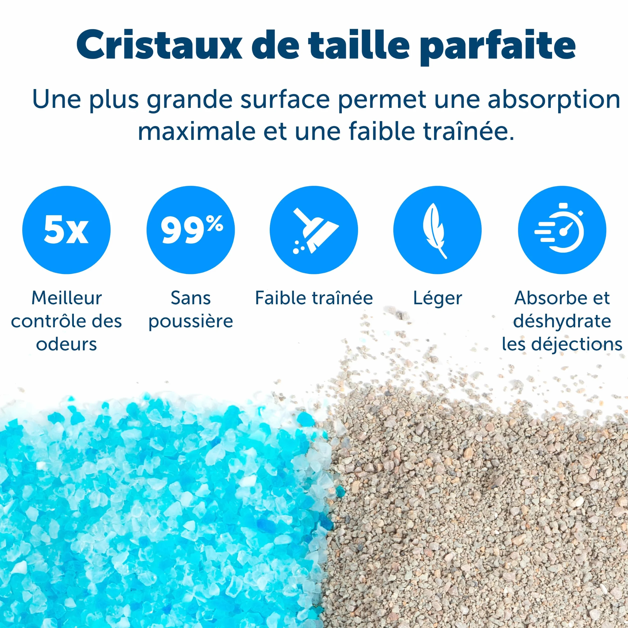 PetSafe ScoopFree Premium Litière pour Chat Non Agglomérante en Cristal - Contrôle des Odeurs, sans Poussière - Bleu Premium, Paquet De 2
