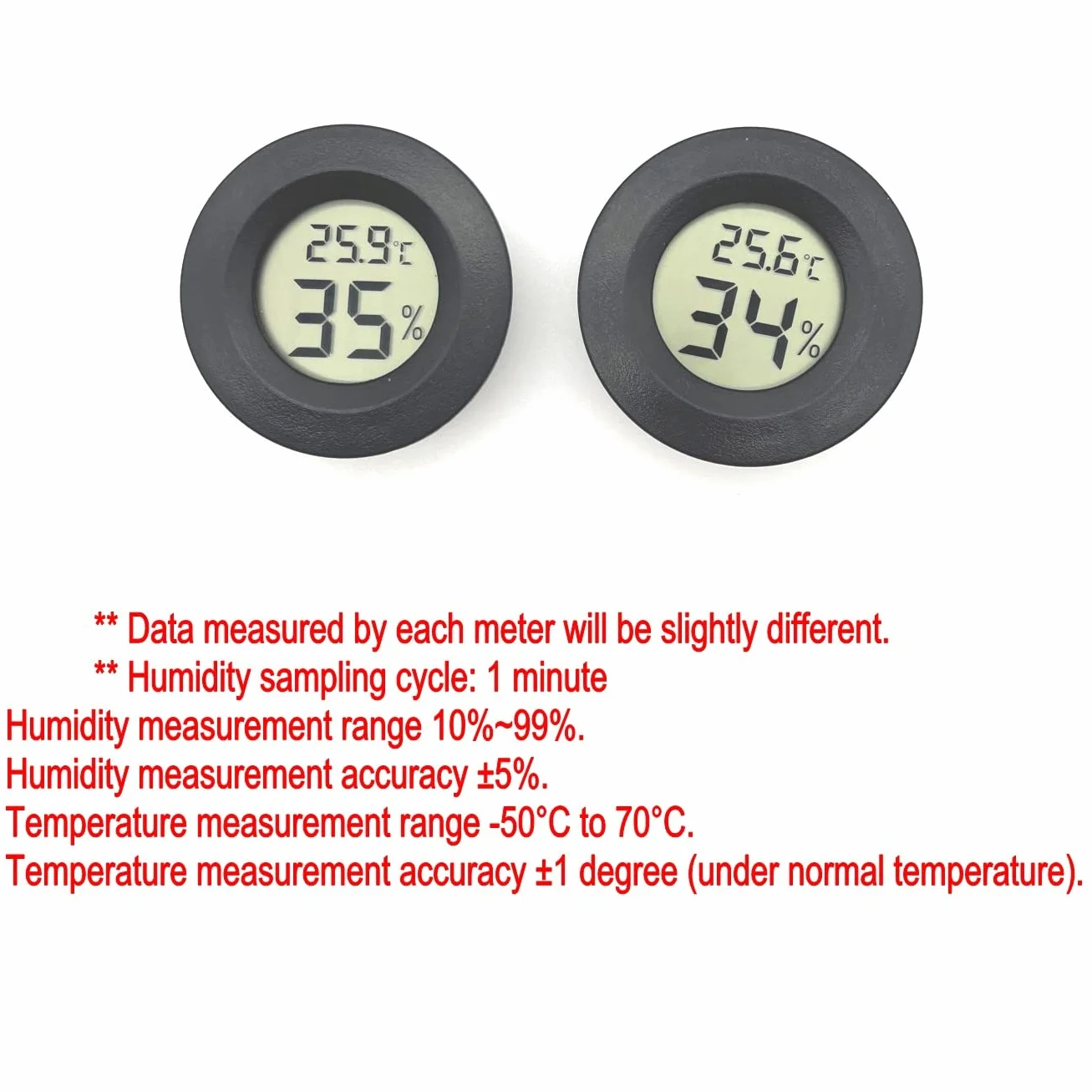 JZK Lot de 3 petits thermomètres hygromètres numériques ronds avec batterie pour voiture/chambre/salle de bain, moniteur d'humidité, jauge de température et d'humidité pour réservoir de reptiles
