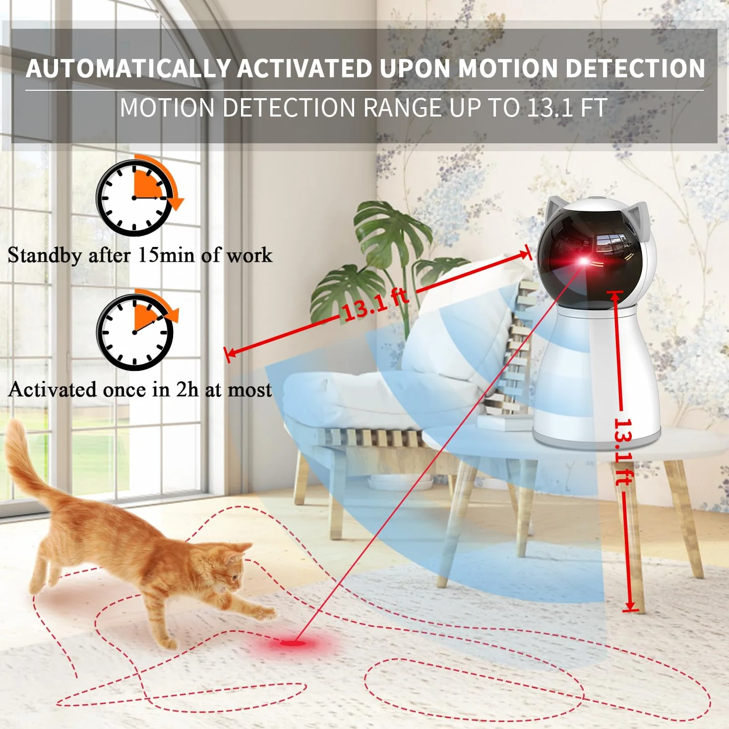 Petiepaw Jouet pour Chat Laser Automatique Rechargeable avec Trajectoire Aléatoire, Interactif pour Intérieur