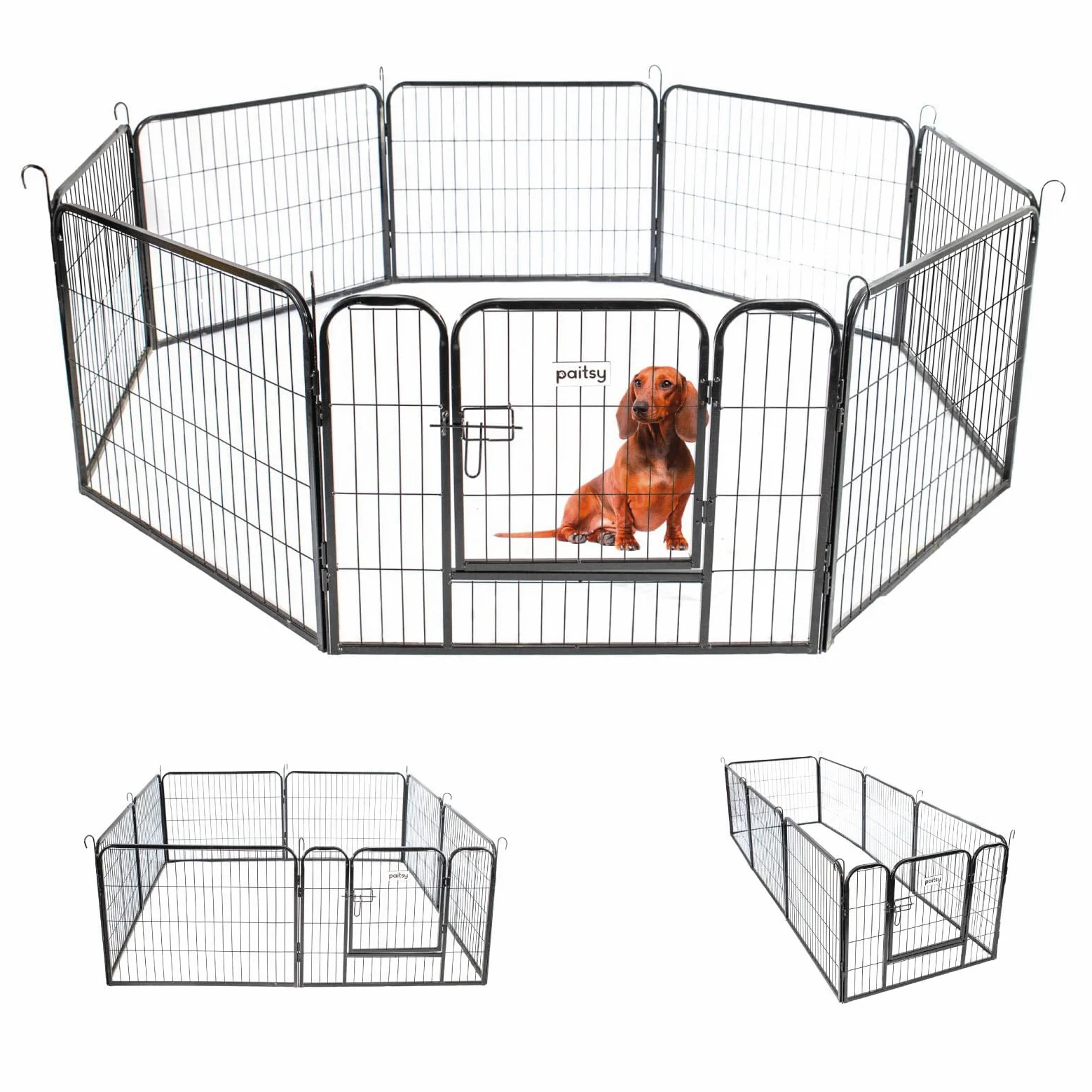 Parc Enclos pour Chien Chiot et Lapin GARDEO80x60x8, 8 Panneaux 80X60cm, 2,56M2, modulable, intérieur et extérieur, Pliable, Garantie 5 Ans