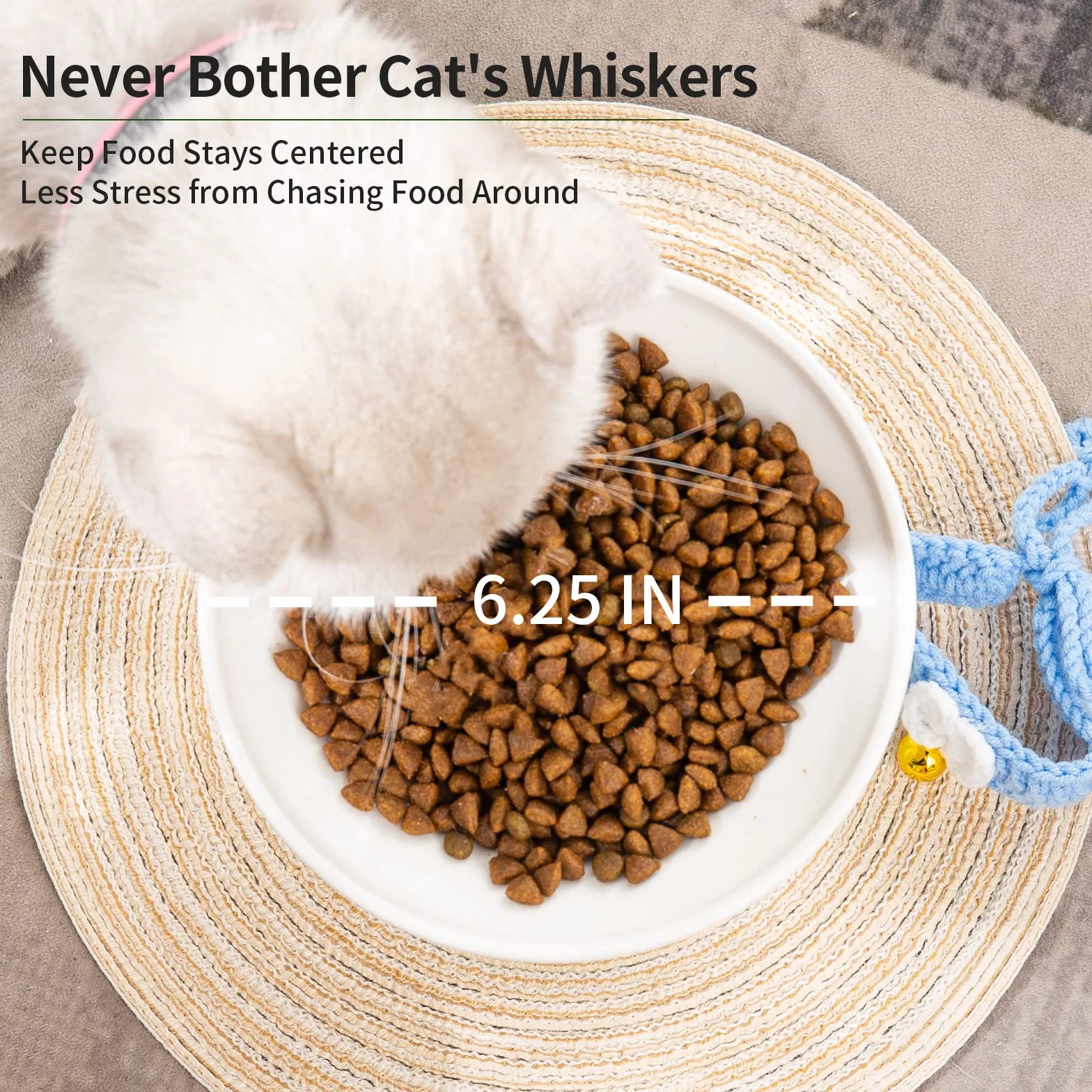 Lot de 2 gamelles surélevées en céramique extra larges de 16,7 cm pour chat âgés, grands chats et petits chiens, design surélevé pour animaux de compagnie facile à manger, protège la colonne