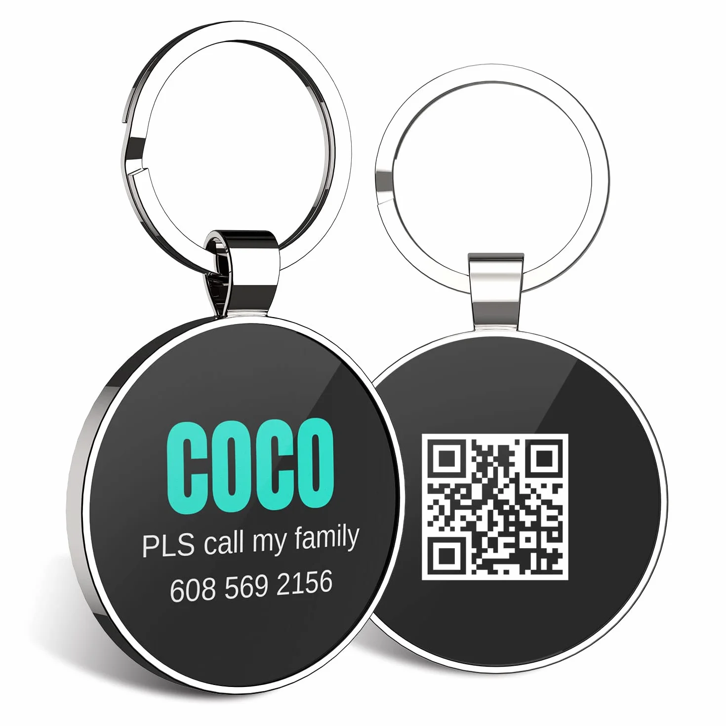 Medaille pour Chien Personnalisé avec Code QR,32mm 2 Faces pour Chat Chien Collier,plus Facile à Lire Que GravéE - En Ligne | Modifiable | Colourful(Tour)