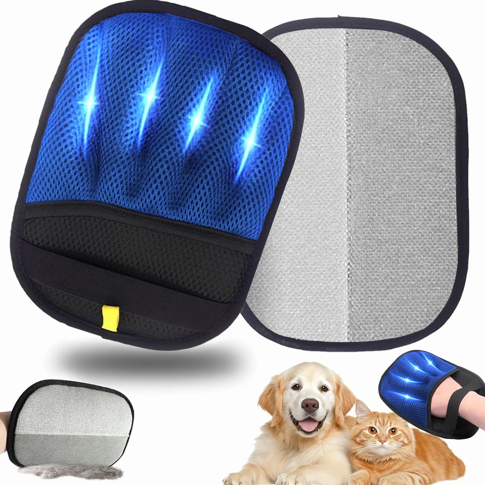 Gant Anti Poils Animaux Épaissi Électrostatique Anti Poil Chat Chien Réutilisable Écologique Bleu Foncé