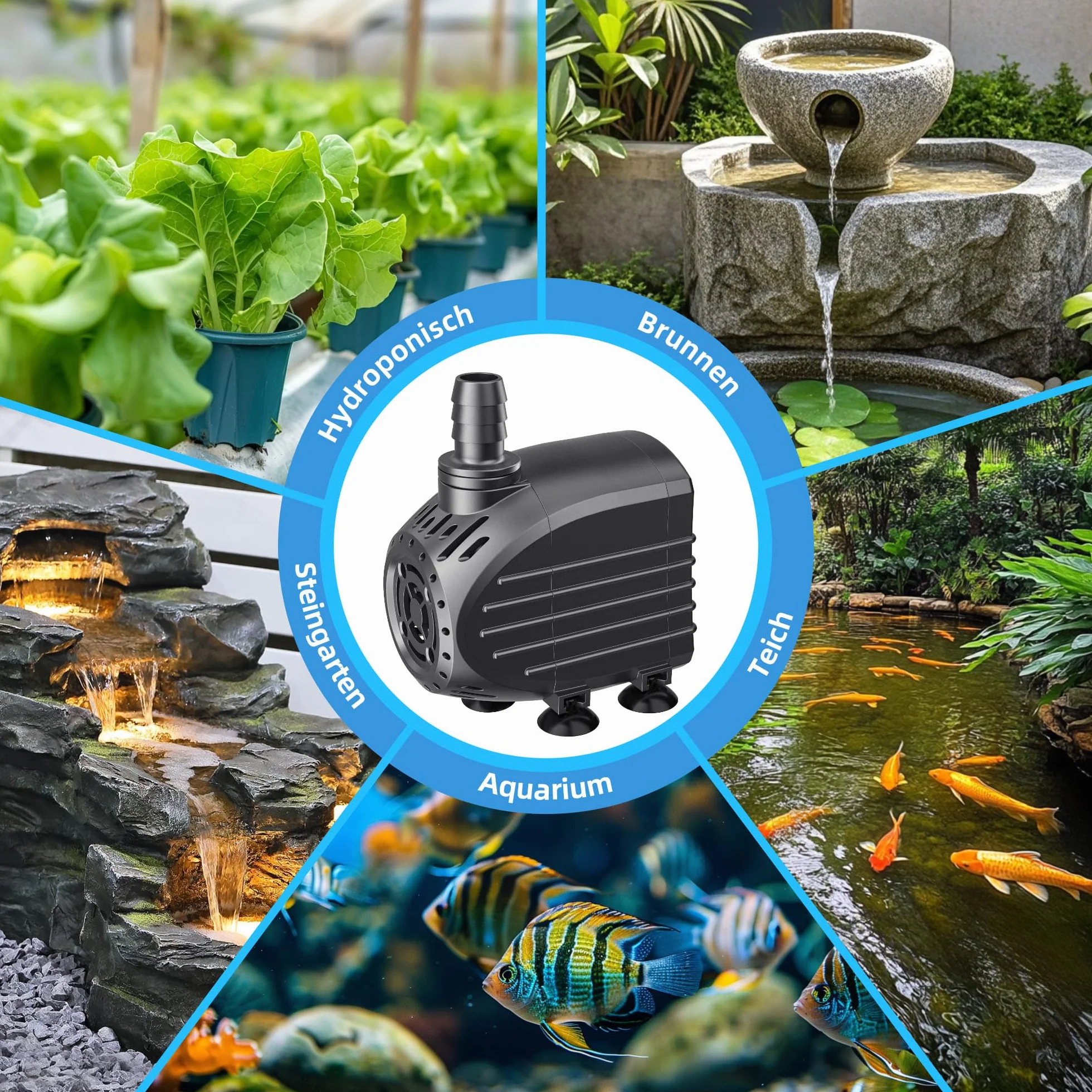 Pompe Bassin Biling 450L/H Mini Compacte avec Filtre Intégré Protection Anti-Brûlure à Sec