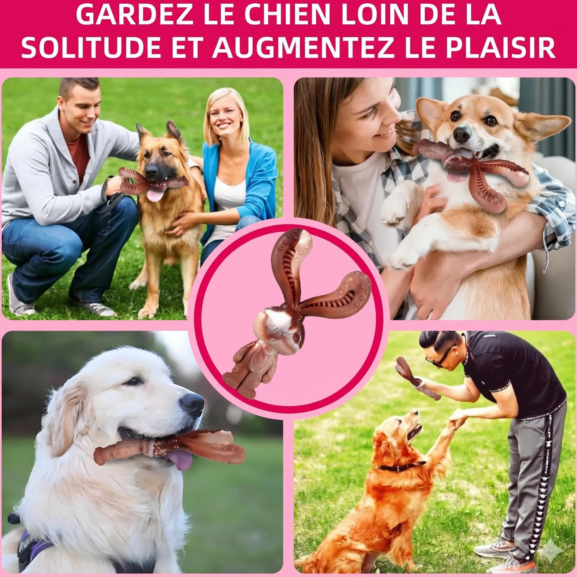 Jouets Indestructibles pour Chiens à Mâcher en Nylon Saveur de Boeuf, Robustes pour Chiens de Taille Moyenne et Grande Taille (Lapin)
