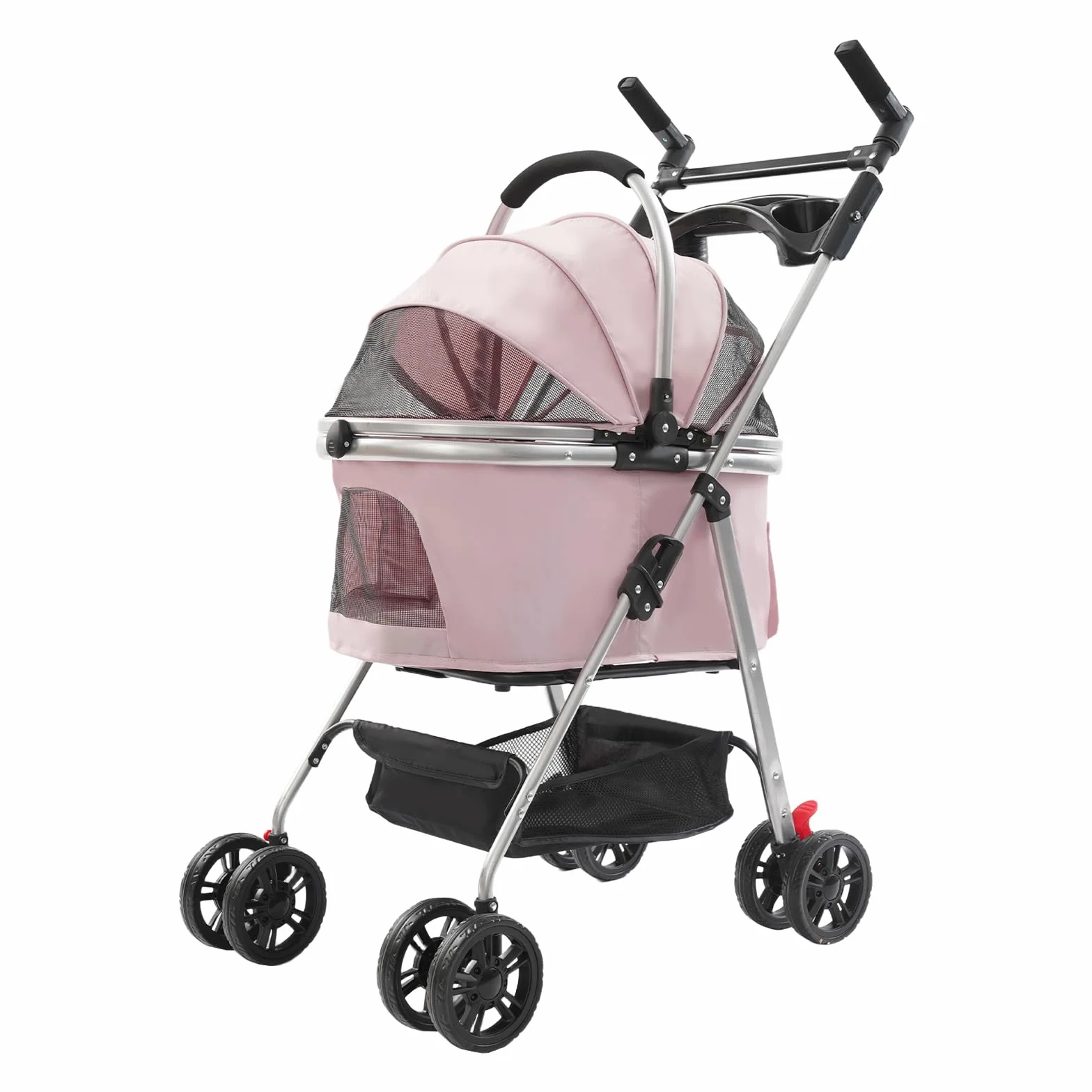 Poussette pliable pour chien 50x60 cm rose sakura avec roues universelles