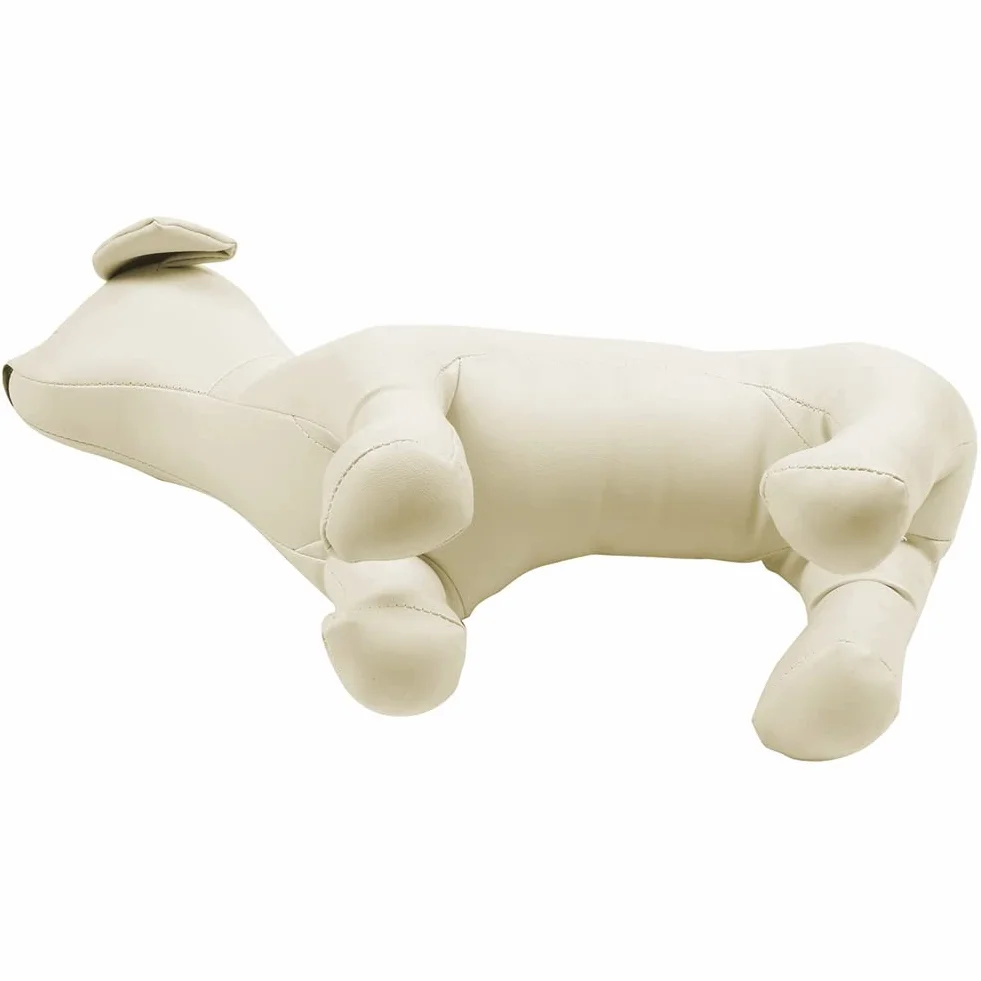 Mannequin chien cuir debout blanc S affichage magasin