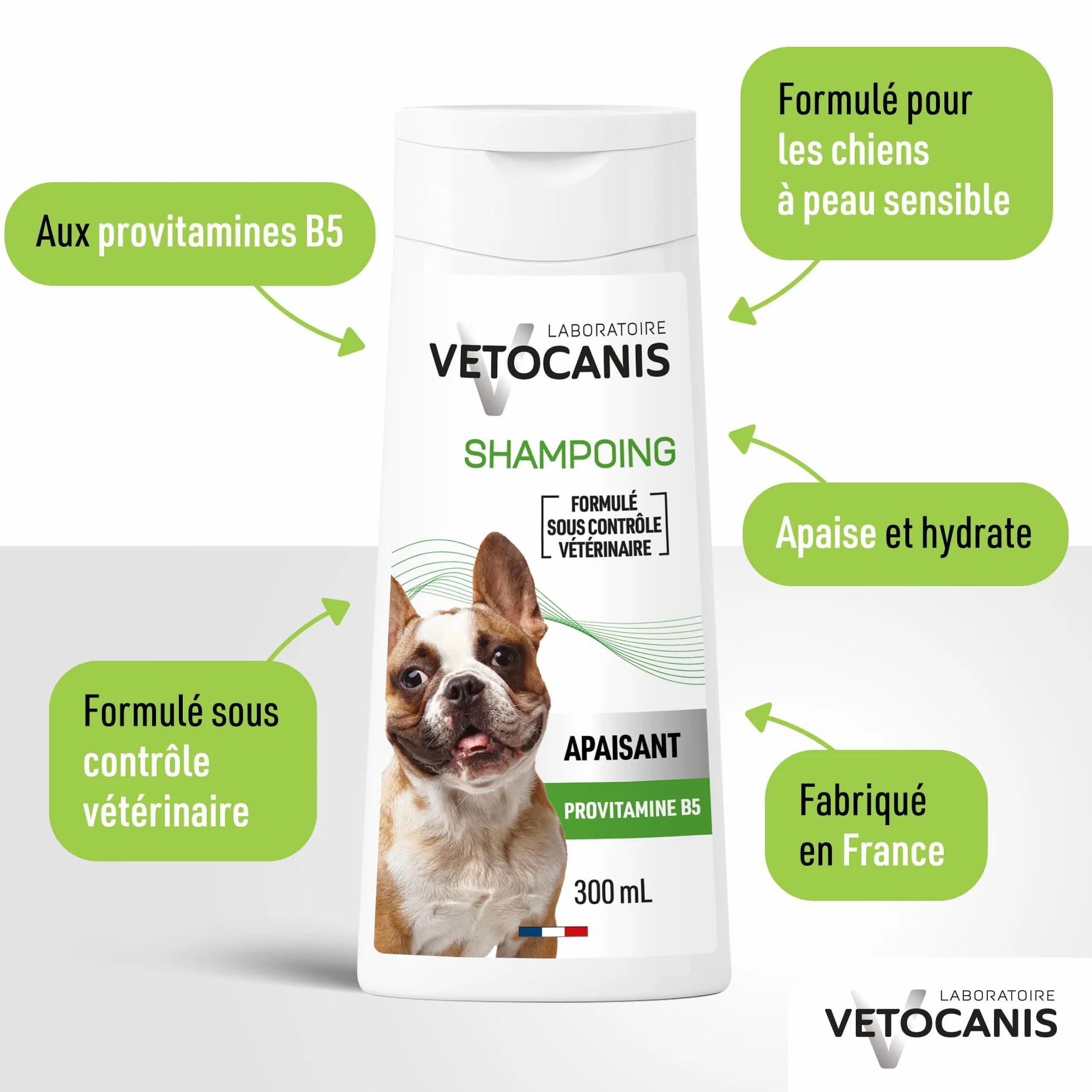 VETOCANIS Shampoing Hypo-allergénique, Peaux sensibles pour Chien, 0% de Parabène 0% de Silicone, Format 300ML