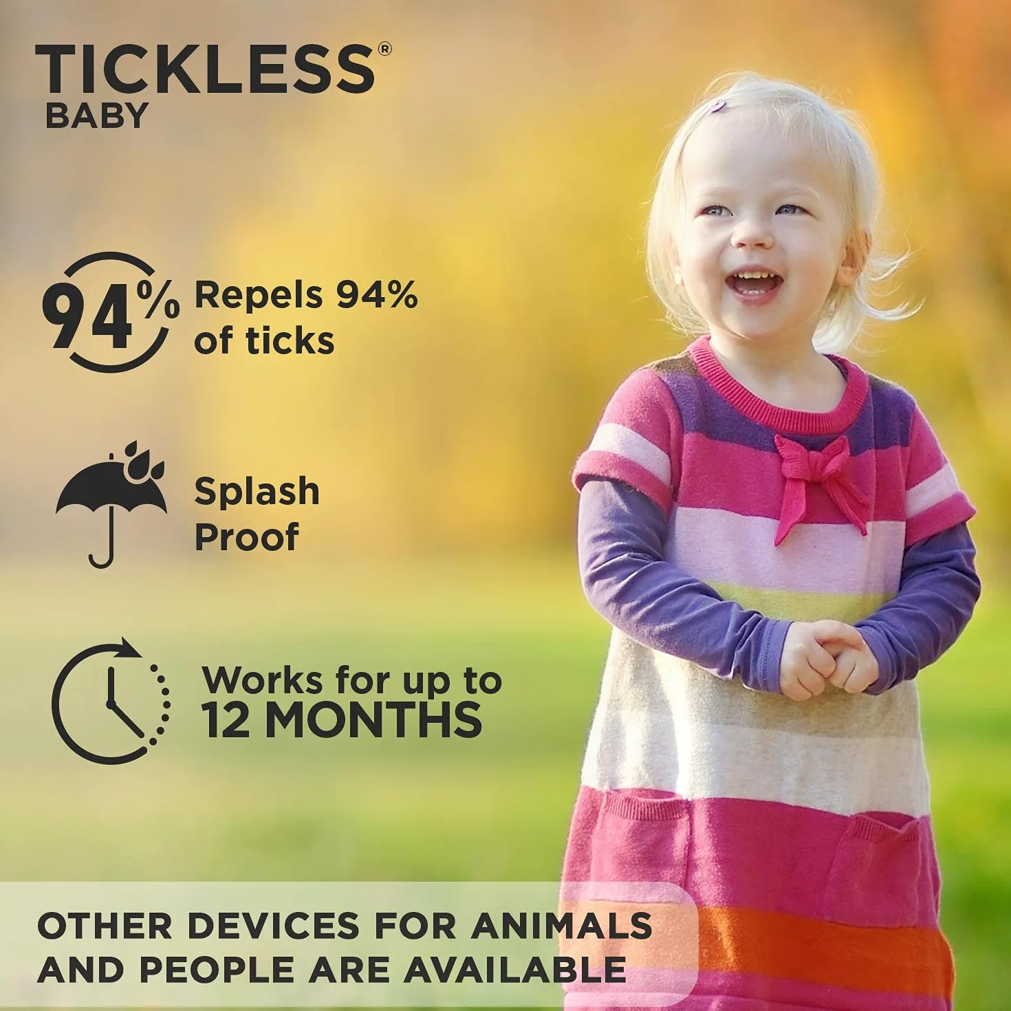 Tickless Baby Répulsif anti-tiques à ultrasons Rose