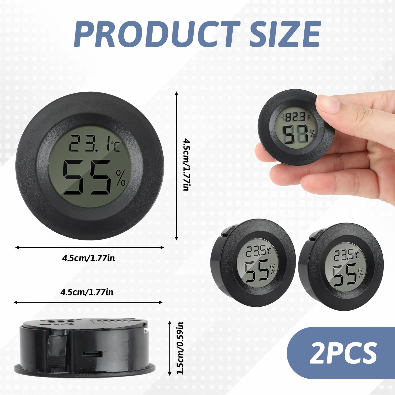 Mini Thermomètre Hygromètre Intérieur, Digital LCD Température Humidité Moniteur pour Chambre Bebe